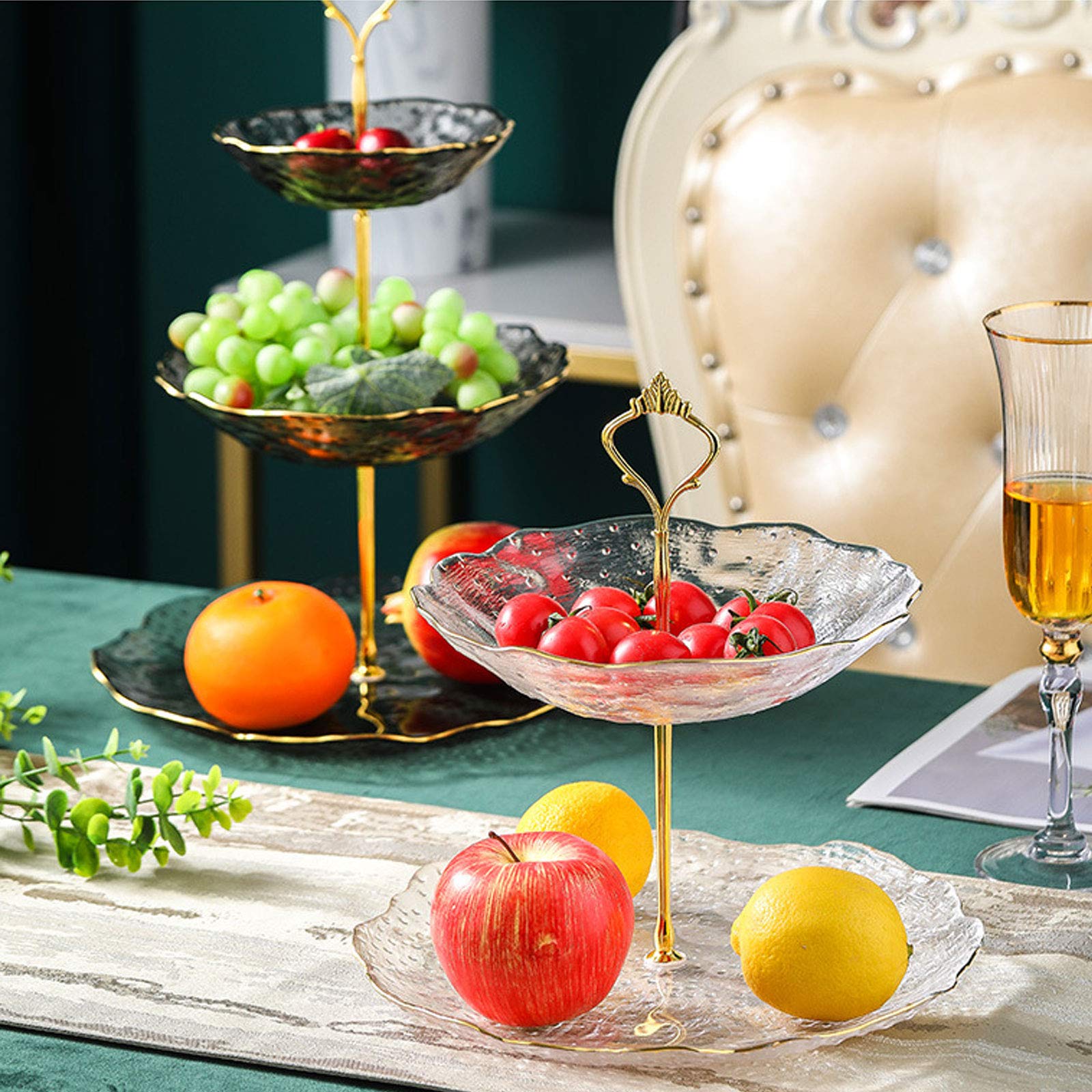 2-Tier Stackable Fruit Bowl Set - 20cm Multi-Layer Serving Tray for Fruits, Snacks & Desserts | Perfect for Kitchen Counter, Dining Table & Party Display