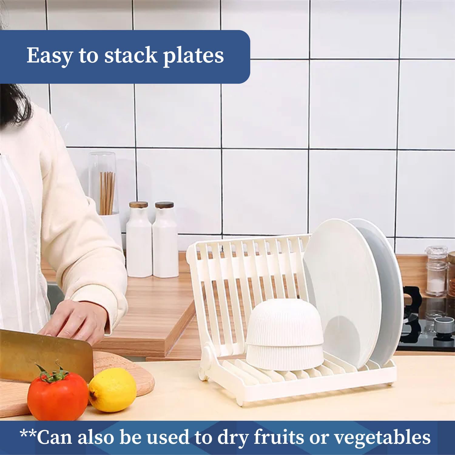 Foldable Dish Drying Rack & Plate Stand - Space Saving Kitchen Organizer for Cups, Bowls & Utensils | Compact Dish Drainer for Small Spaces | Perfect for Apartments, RVs & Countertop Storage (Pack of 1)