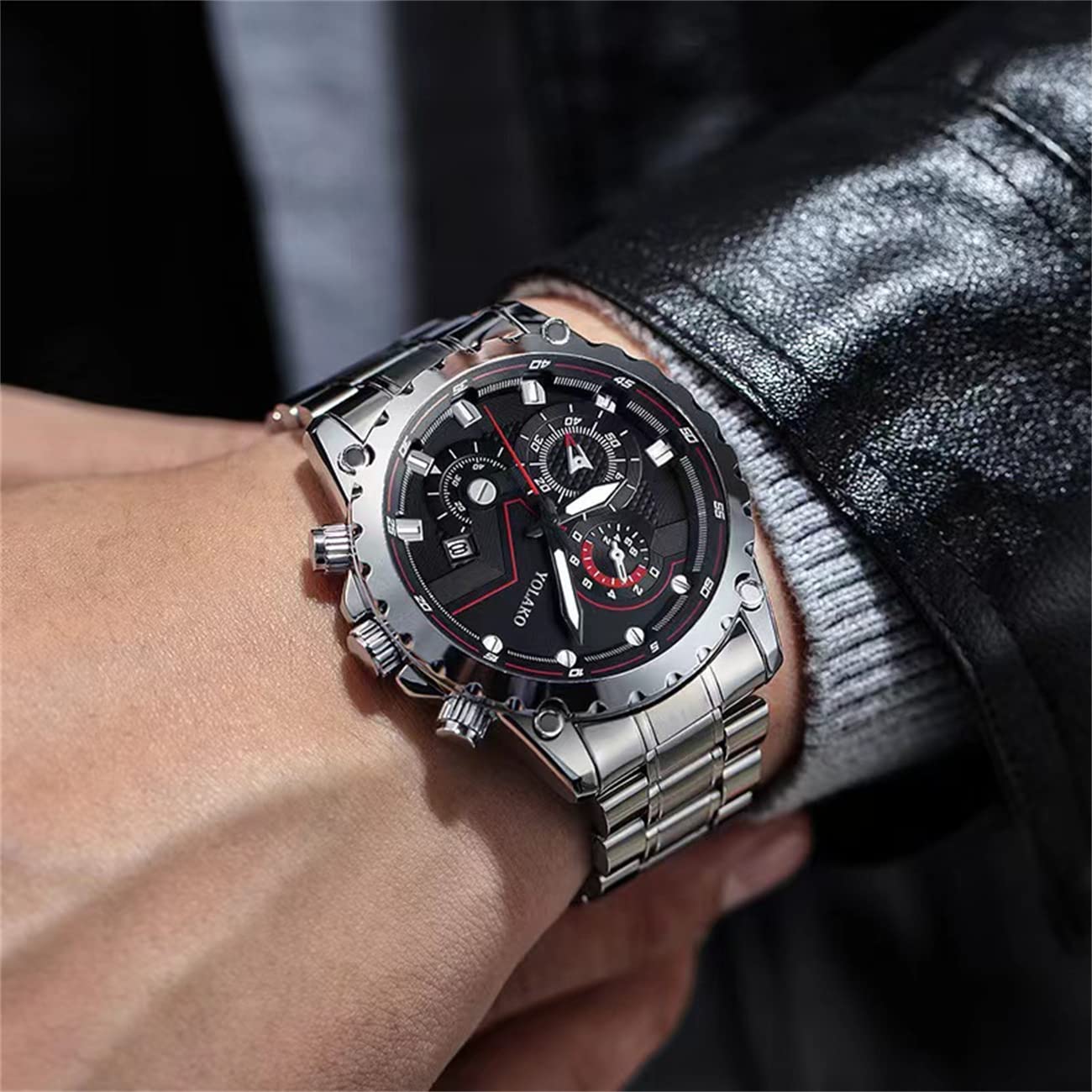 CDYBOX Men's Stainless Steel Sports Watch - Fashion Quartz Wristwatch for Business & Casual Wear - Perfect for Office, Gym & Outdoor Activities