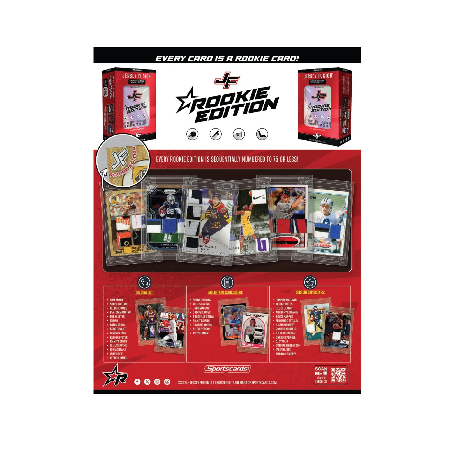 Jersey Fusion Rookie Edition Sealed Box - Authentic Collectible Sports Trading Cards for Beginners - Perfect for Collectors, Gifts, and Fantasy Sports Enthusiasts
