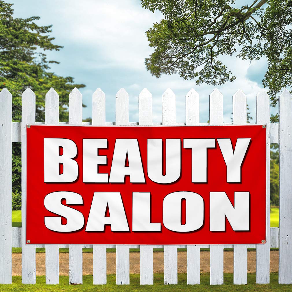 Custom Vinyl Banner for Beauty Salon Promotion - Weatherproof Outdoor Business Sign with 10 Grommets (60x144 Inches) - Perfect for Storefronts, Events & Trade Shows