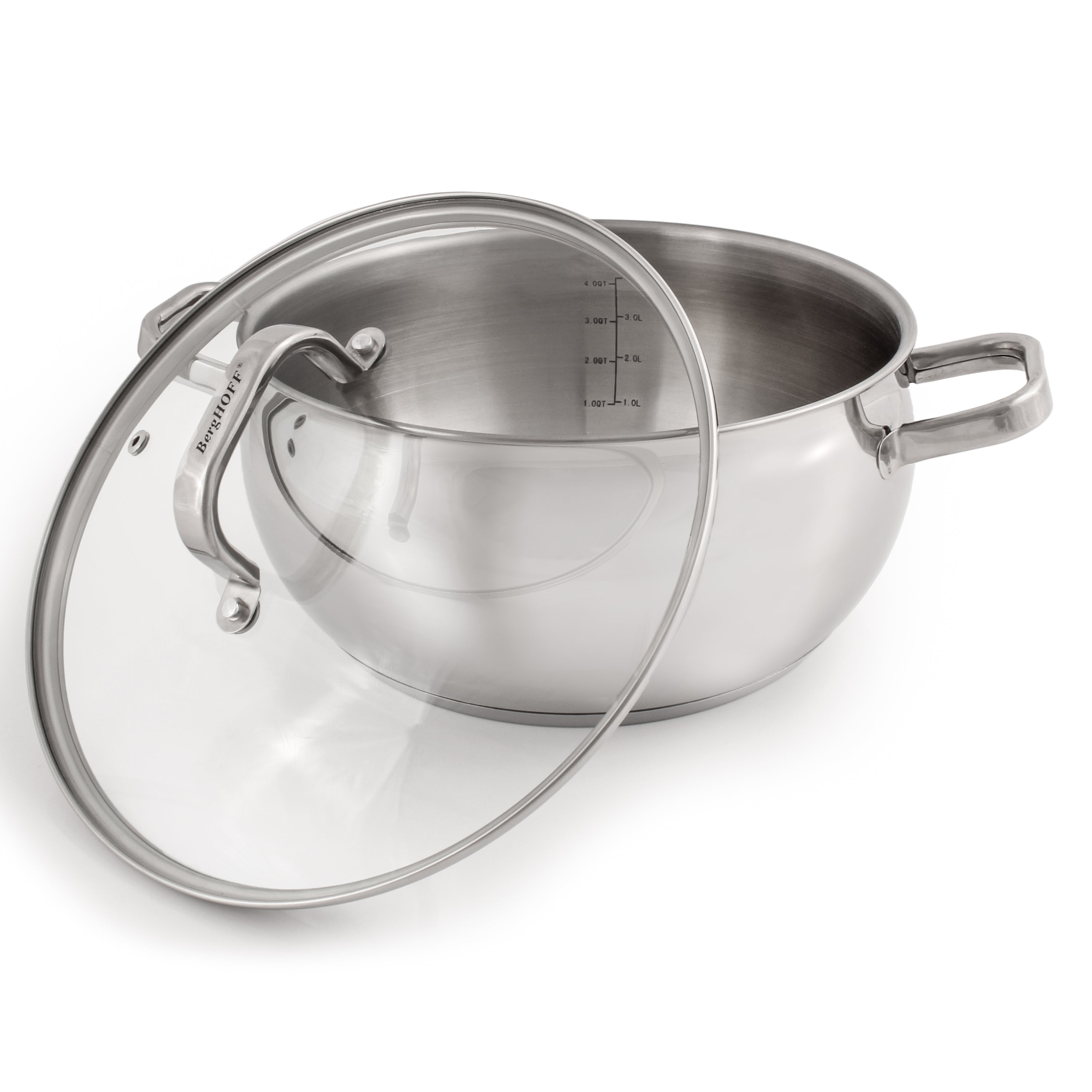 BergHOFF Belly Shape 7-Piece 18/10 Stainless Steel Cookware Set with Tempered Glass Lids - Premium Kitchen Cookware for Boiling, Frying & Sauteing - Perfect for Home Cooking & Professional Chefs