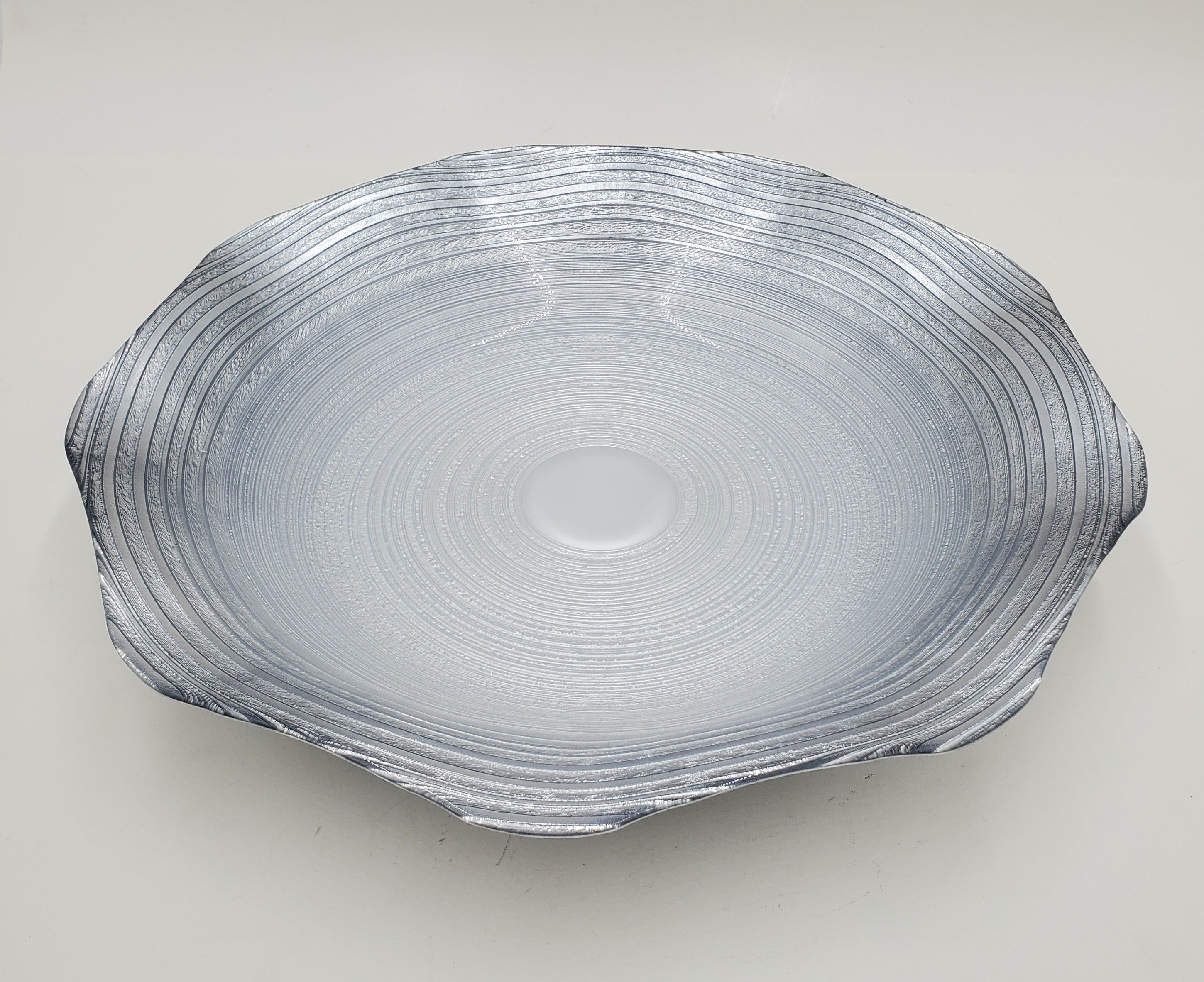 13 oz Glass Bowl with Elegant Silver Design - Perfect for Serving Salads, Desserts, and Party Snacks