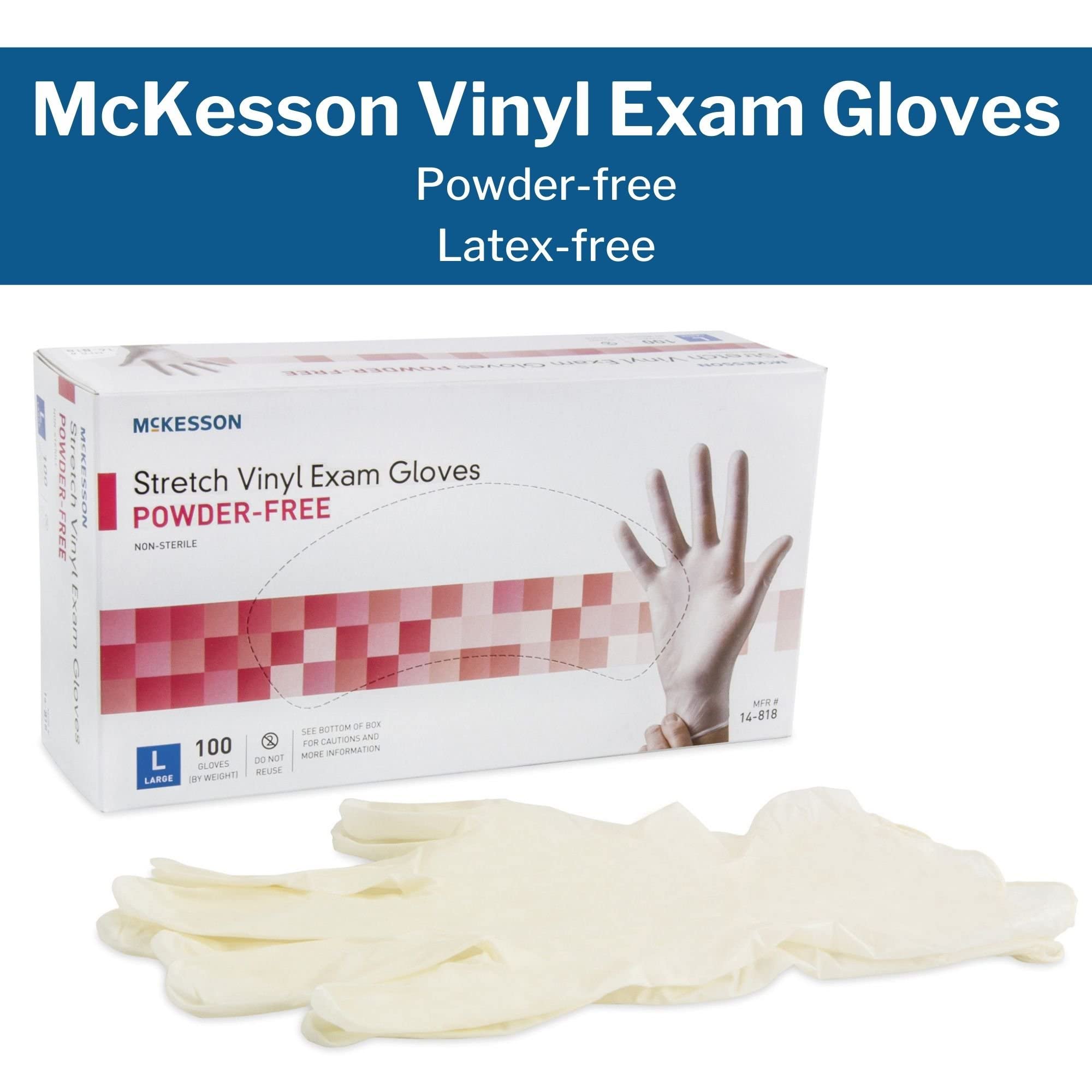 McKesson 14 818 Vinyl Exam Gloves - Non-Sterile, Powder-Free, Large (1000 Count) - Ideal for Medical Checkups, Dental Visits & Food Handling
