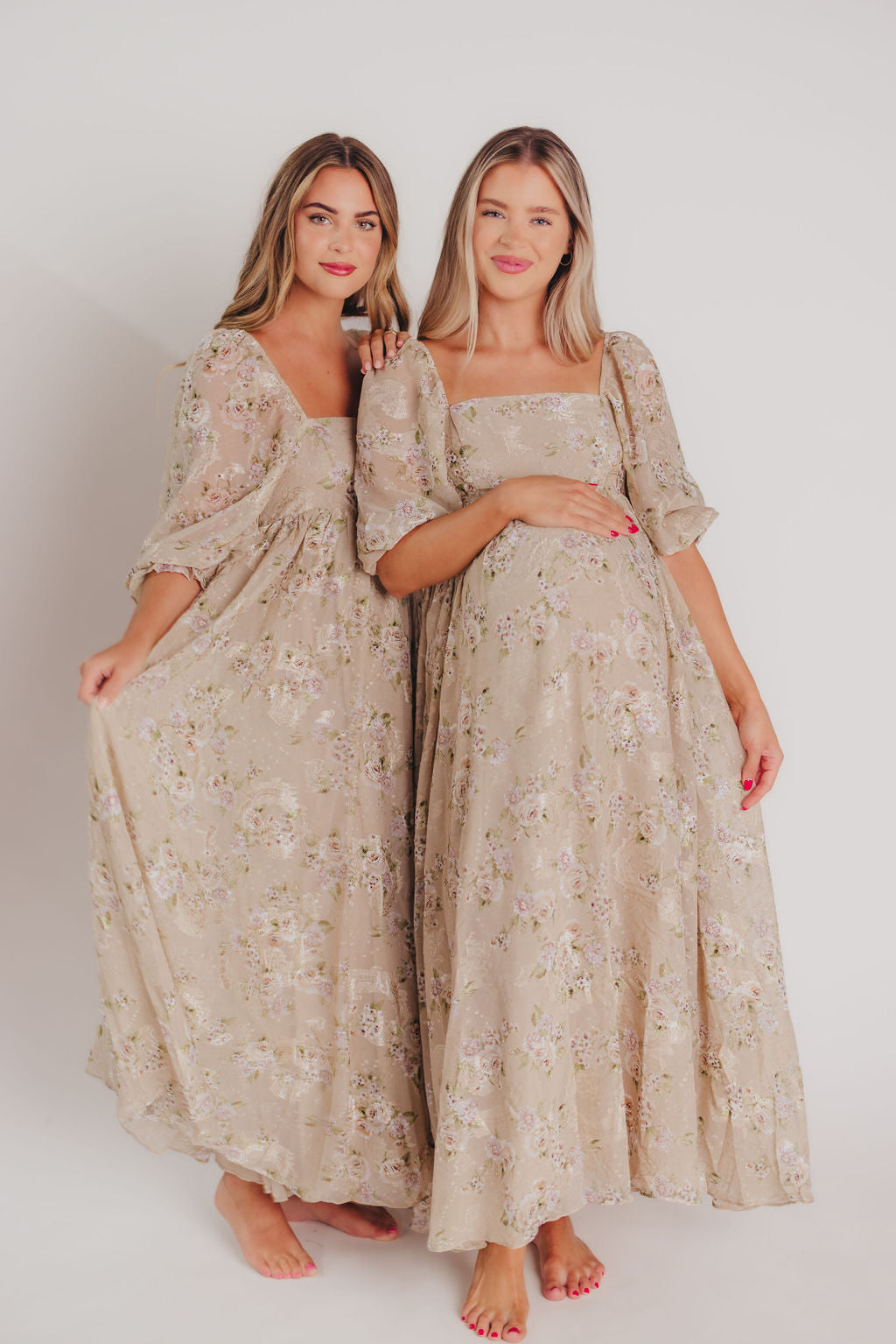 Elegant Mona Maxi Dress in Beige & Brown Floral Print - Women's Boho Summer Dress for Beach, Vacation & Casual Wear | Restocking August