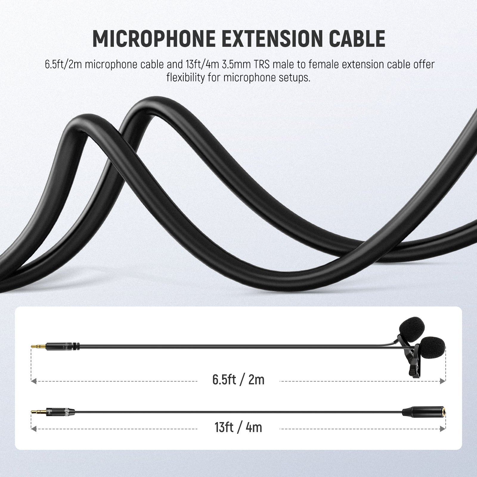 NEEWER LM3 Wired Dual Lavalier Microphones with 13ft 3.5mm TRS Extension Cable for Podcasting, Interviews, YouTube Videos & Live Streaming - Professional Clip-on Lapel Mic Set