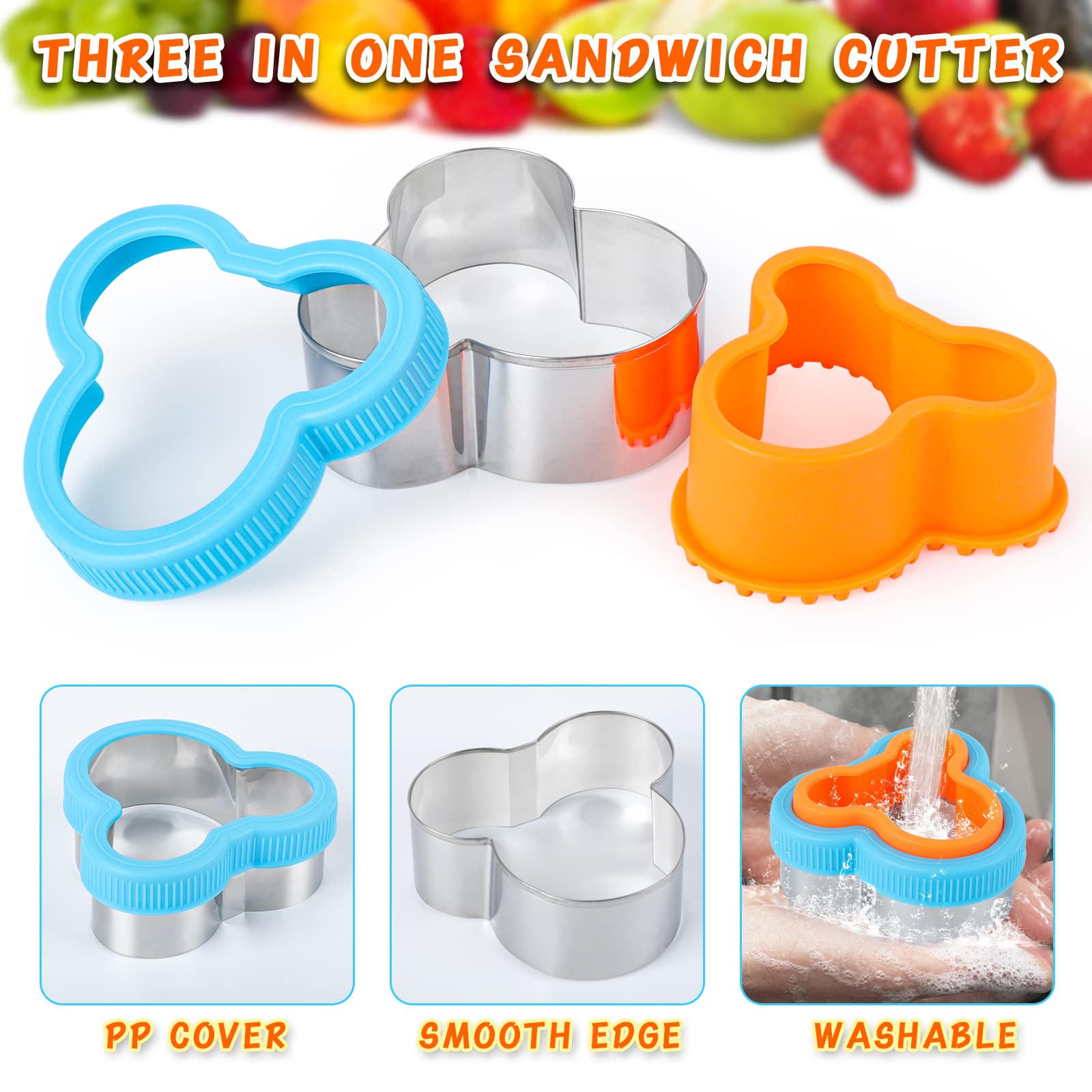 12Pcs Kids Sandwich Cutter & Sealer Set - Fun Vegetable & Fruit Shaped Cookie Cutters for Uncrustables, Bento Box Lunch Making - Perfect for School Lunches, Picnics & Party Snacks