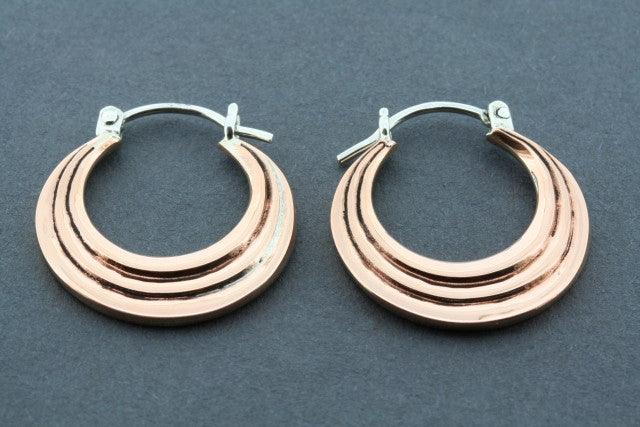 3 Layer Copper Hoop Earrings for Women - Lightweight & Hypoallergenic Jewelry - Perfect for Everyday Wear, Parties & Gifts