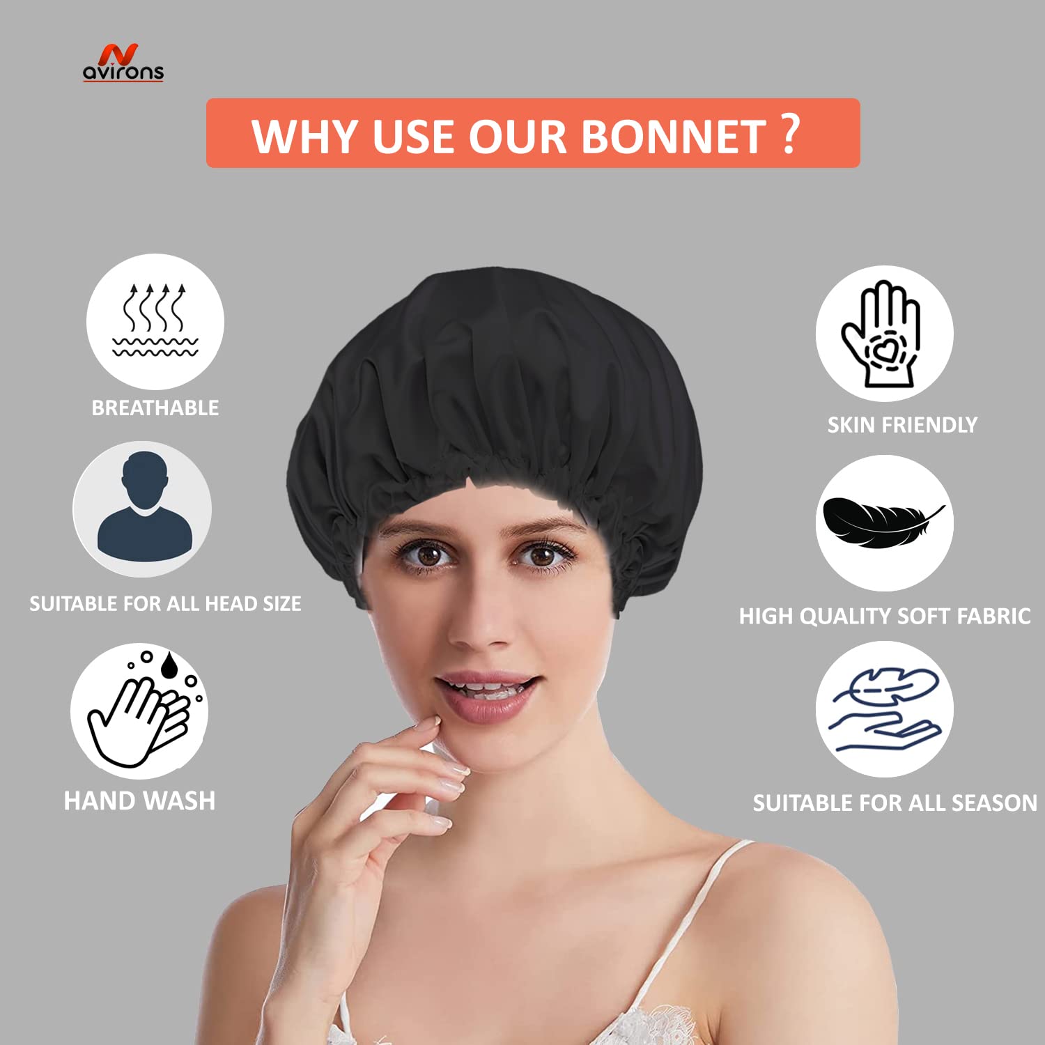Avirons Satin Silk Hair Bonnet & Sleep Mask Set - Reversible Silk Night Cap for Women with All Hair Types | Soft Satin Hair Protection for Sleeping, Travel & Home Care | Prevents Breakage & Frizz