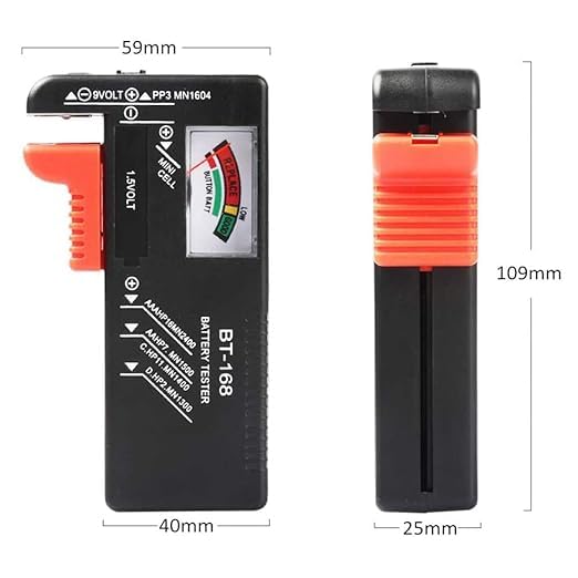 KISUASHI Universal Battery Tester - AA AAA C D 9V 1.5V Button Cell Voltage Checker, Household Battery Power Measuring Tool for Home, Office, and Emergency Kits