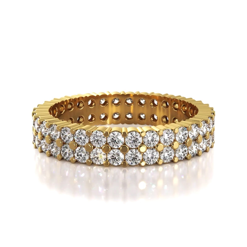 1.50 Carat Round Diamond Double Row Wedding Band Ring for Women - Elegant Bridal Jewelry for Engagement, Anniversary & Special Occasions