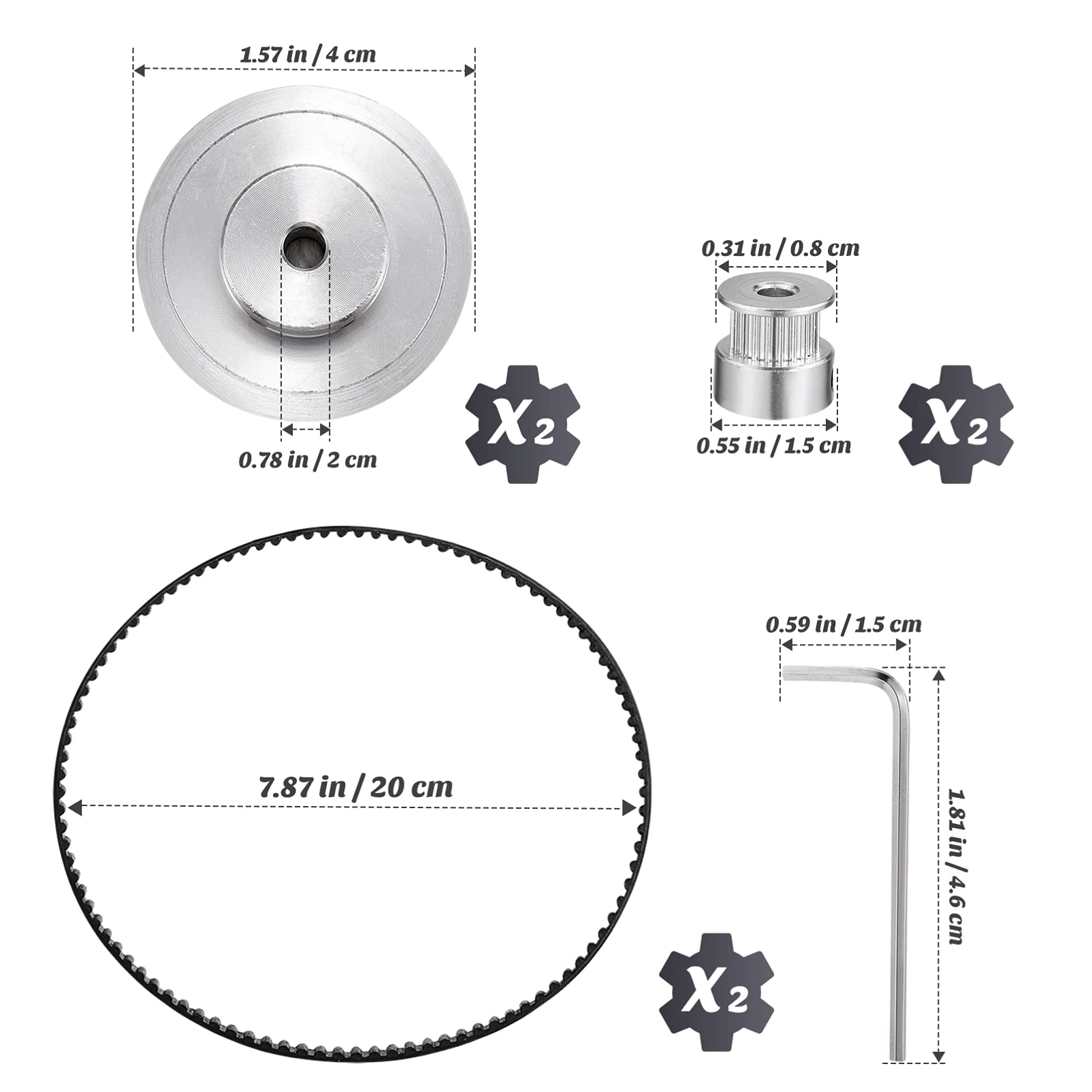 ULTECHNOVO 3D Printer Timing Belt Pulley Kit - Synchronous Wheel Set with Stepper Motor Pulley, Reduction Gear & Hex Wrench for Smooth 3D Printing & DIY Projects