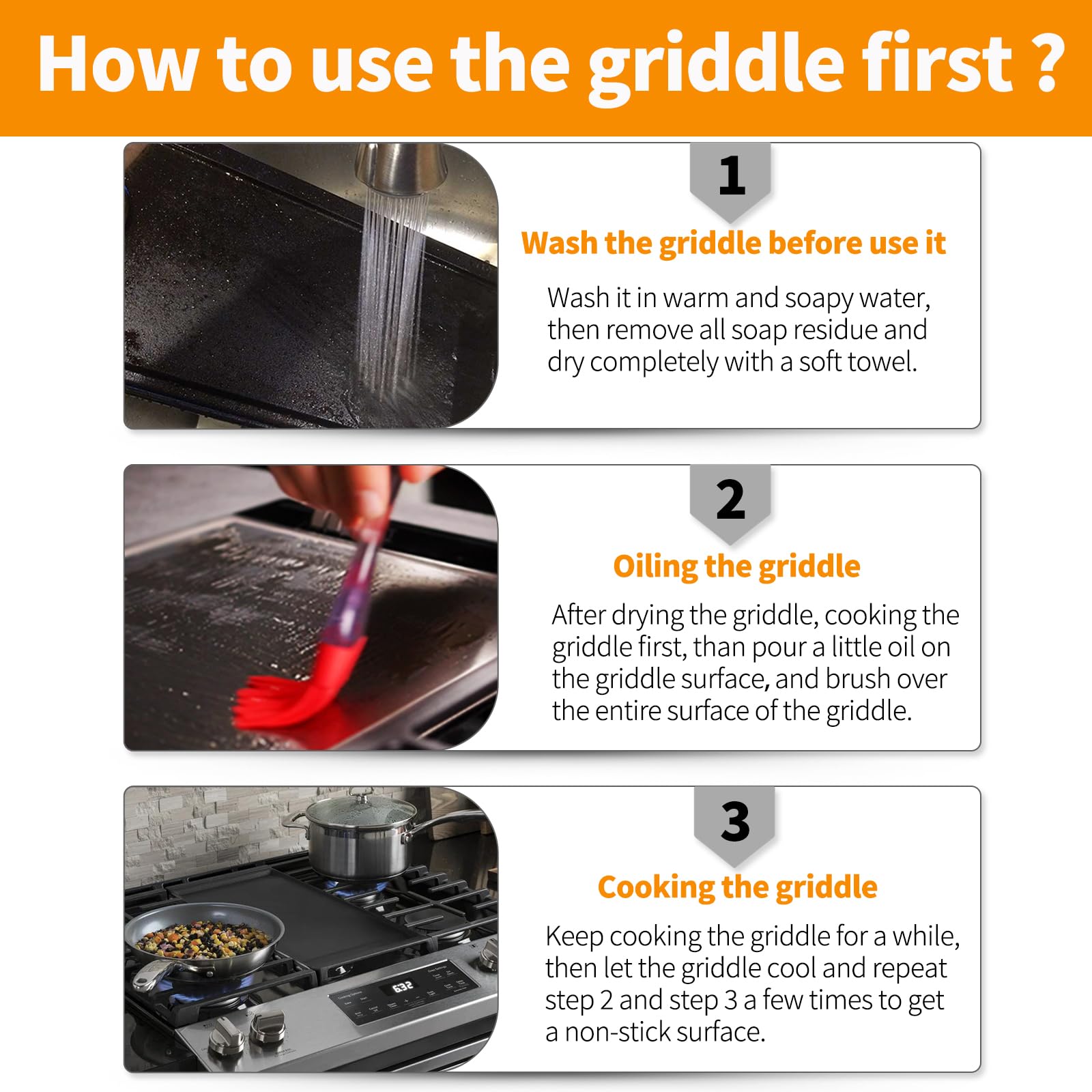 GE Stove Range Griddle Replacement WB31X24738 - Cast Iron Center Griddle Pan for GE Cooktop Parts (Compatible with WB31X24998) - Perfect for Pancakes, Burgers & Outdoor Cooking