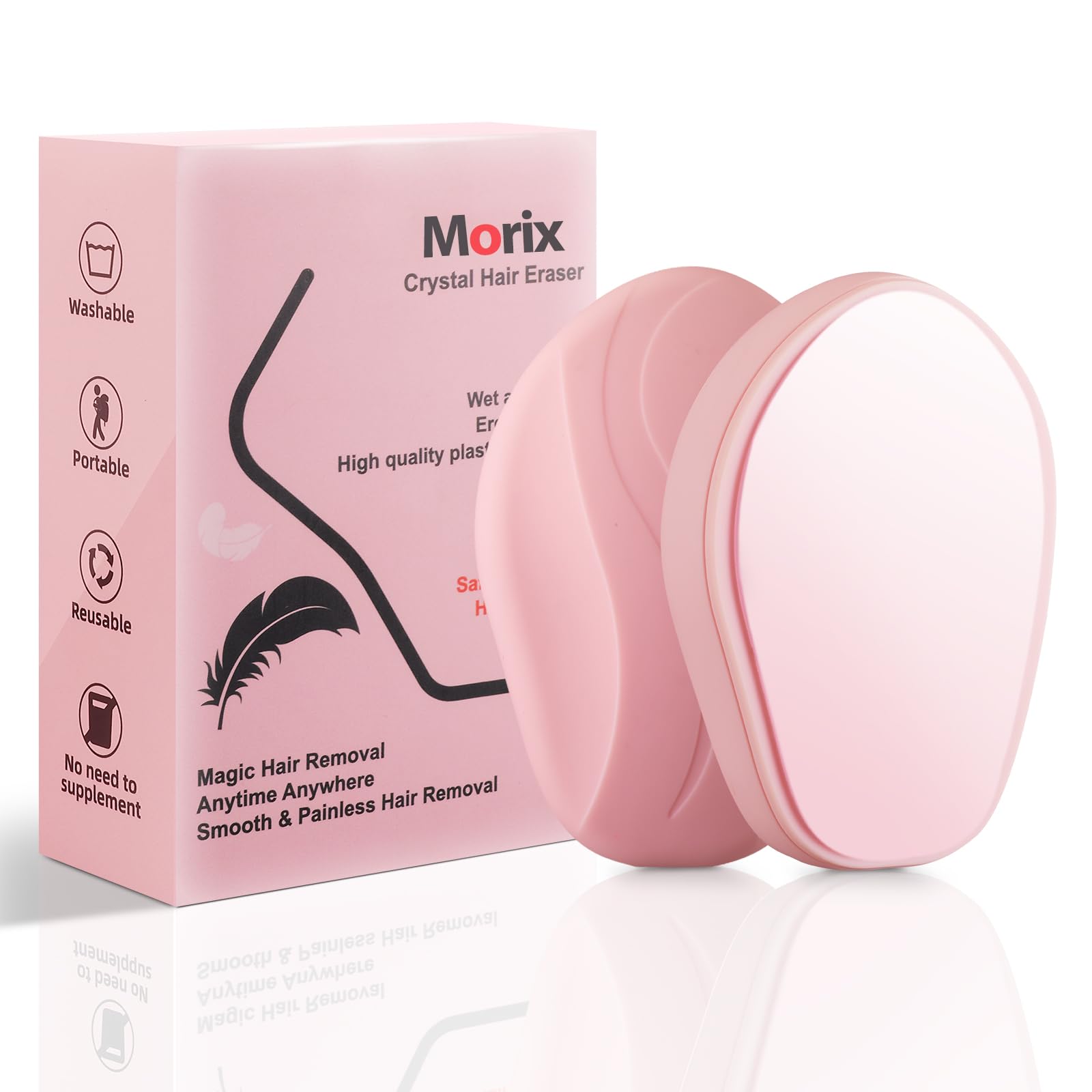 **Reusable Crystal Hair Eraser for Women & Men – Painless Hair Removal & Exfoliation Tool for Back, Arms, Legs (Pink) – Perfect for Smooth Skin at Home or Salon**