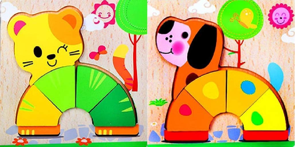 FunBlast 3D Wooden Puzzle for Kids - Dog & Cat Animal Jigsaw Toy Set, Safe Wooden Learning Toys for Toddlers & Children | Perfect for Birthday Gifts, Early Education & Family Game Night