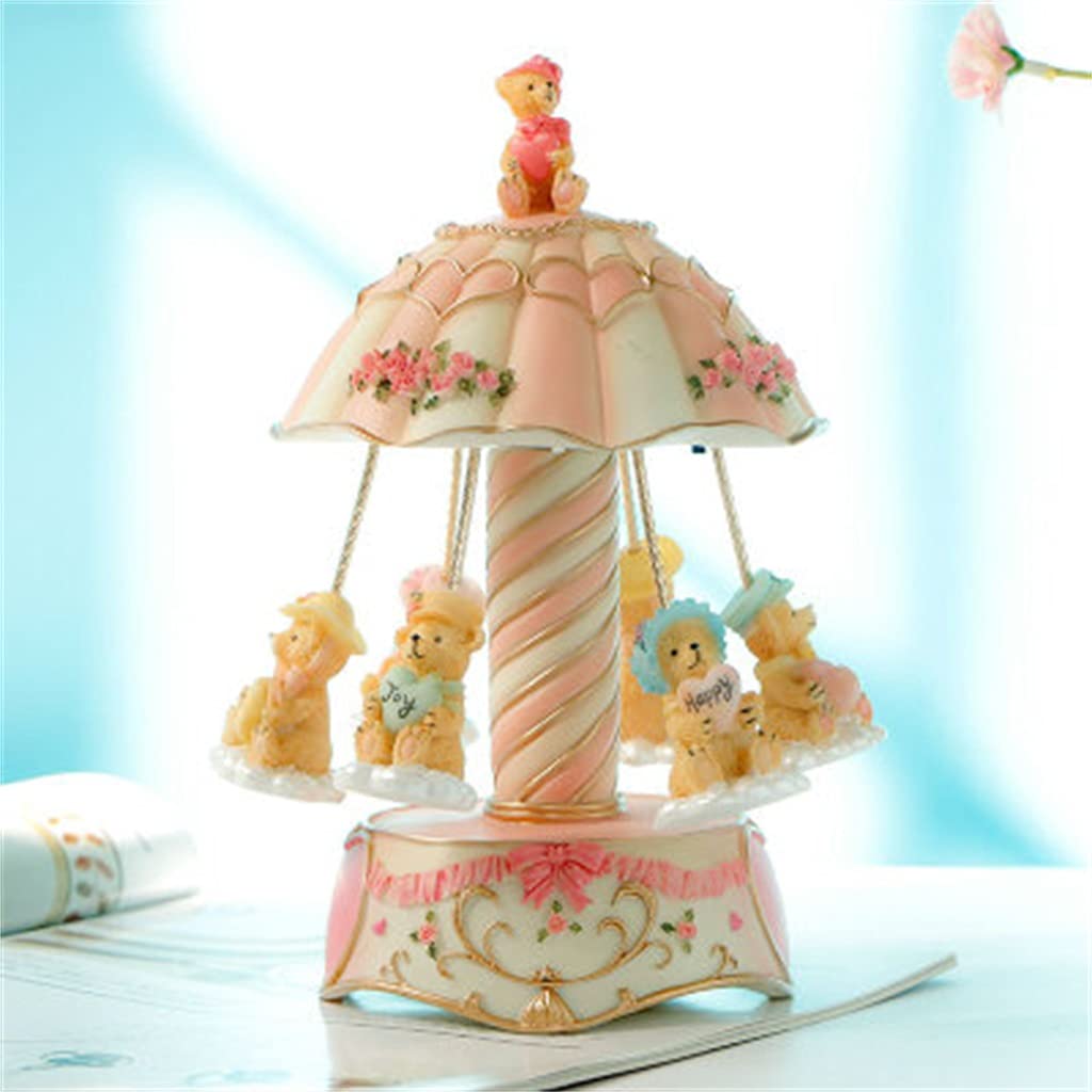 LHLLHL Carousel Music Box with Colorful LED Lights - Handcrafted Resin Musical Gift for Kids, Bedroom Decor, Christmas, Wedding & Party Favors - Perfect for Home Decoration, Nursery Room & Special Occasions