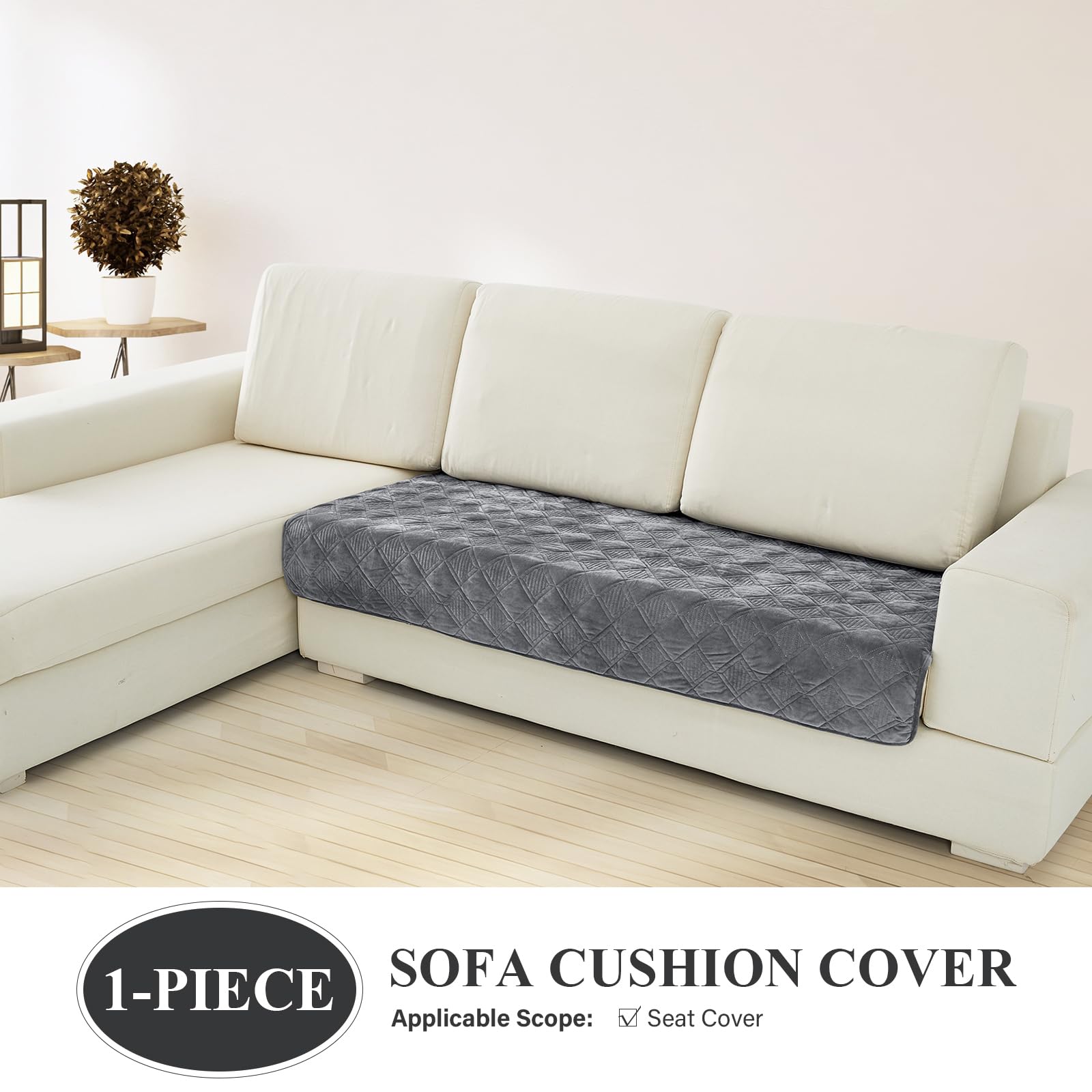 Deep Dream Sofa Cover - 36 x 82 Inch Dark Grey Sectional Couch Protector | Anti-Slip, Pet & Kid Friendly Furniture Cover for 3-Cushion Couches, Recliners & L-Shaped Sofas | Perfect for Living Room, Family Room & Home Theater Protection