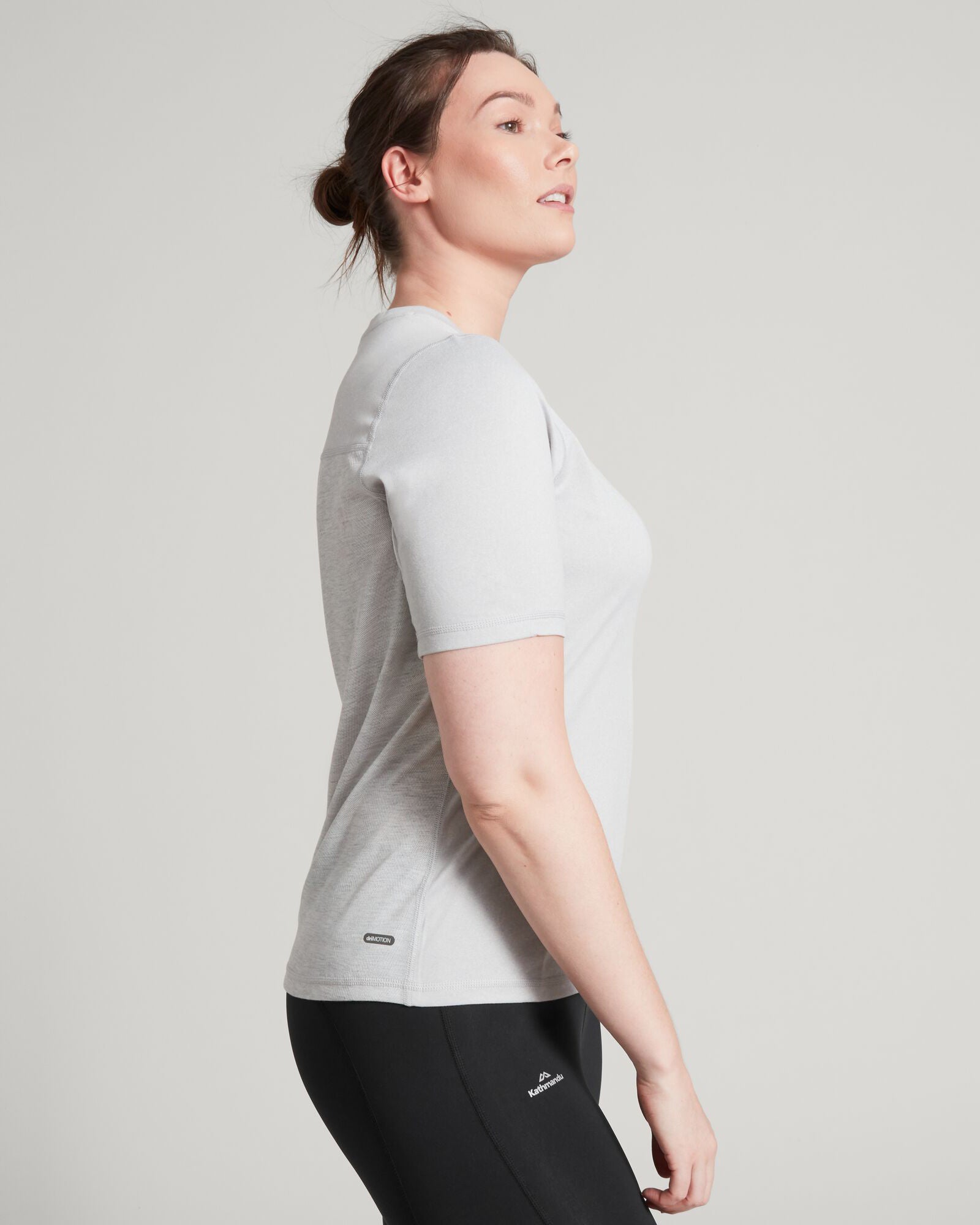 Accion Women's DriMOTION Short Sleeve Active T-Shirt - Mid Grey Marle - Moisture Wicking Workout Top for Running, Yoga & Gym