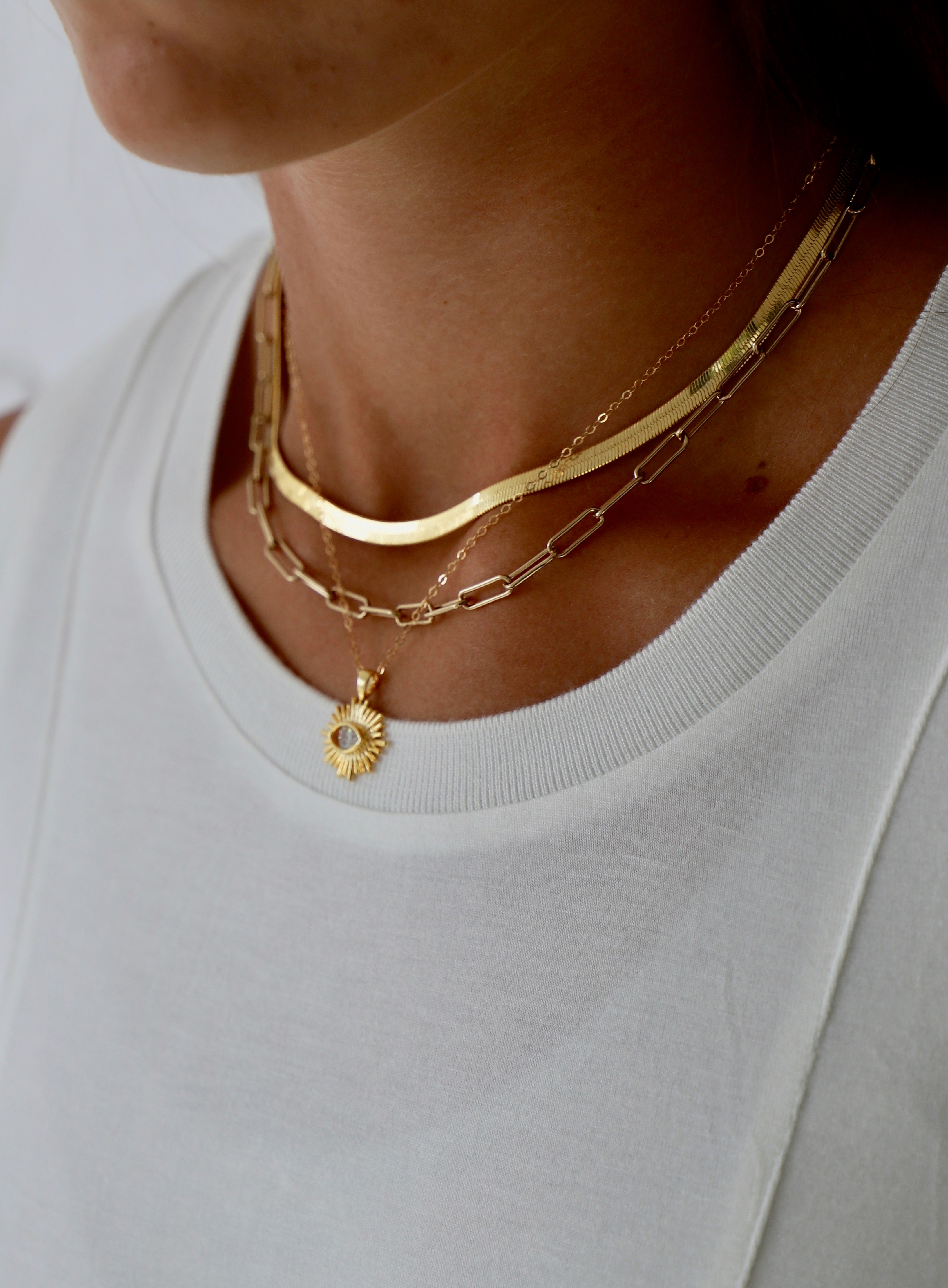 Elegant Herringbone Chain Necklace for Women - 14K Gold Plated Layering Necklace - Perfect for Everyday Wear, Gift Giving & Special Occasions