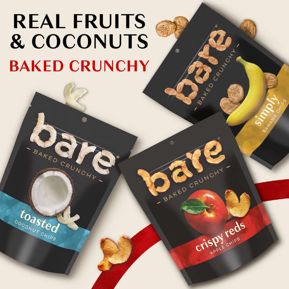 Bare Baked Crunchy Medleys Apple Strawberry Snacks - 1.6oz Single Serve Bags (6 Pack) - Healthy On-the-Go Snack for Kids Lunch, Office & Travel