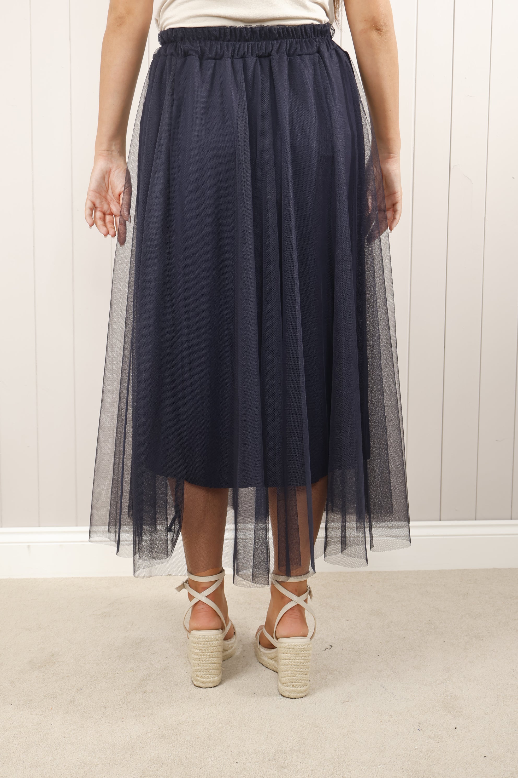 Dilly Plain Net Skirt Navy Blue - Elegant Mesh Skirt for Women, Perfect for Parties, Weddings, and Evening Events