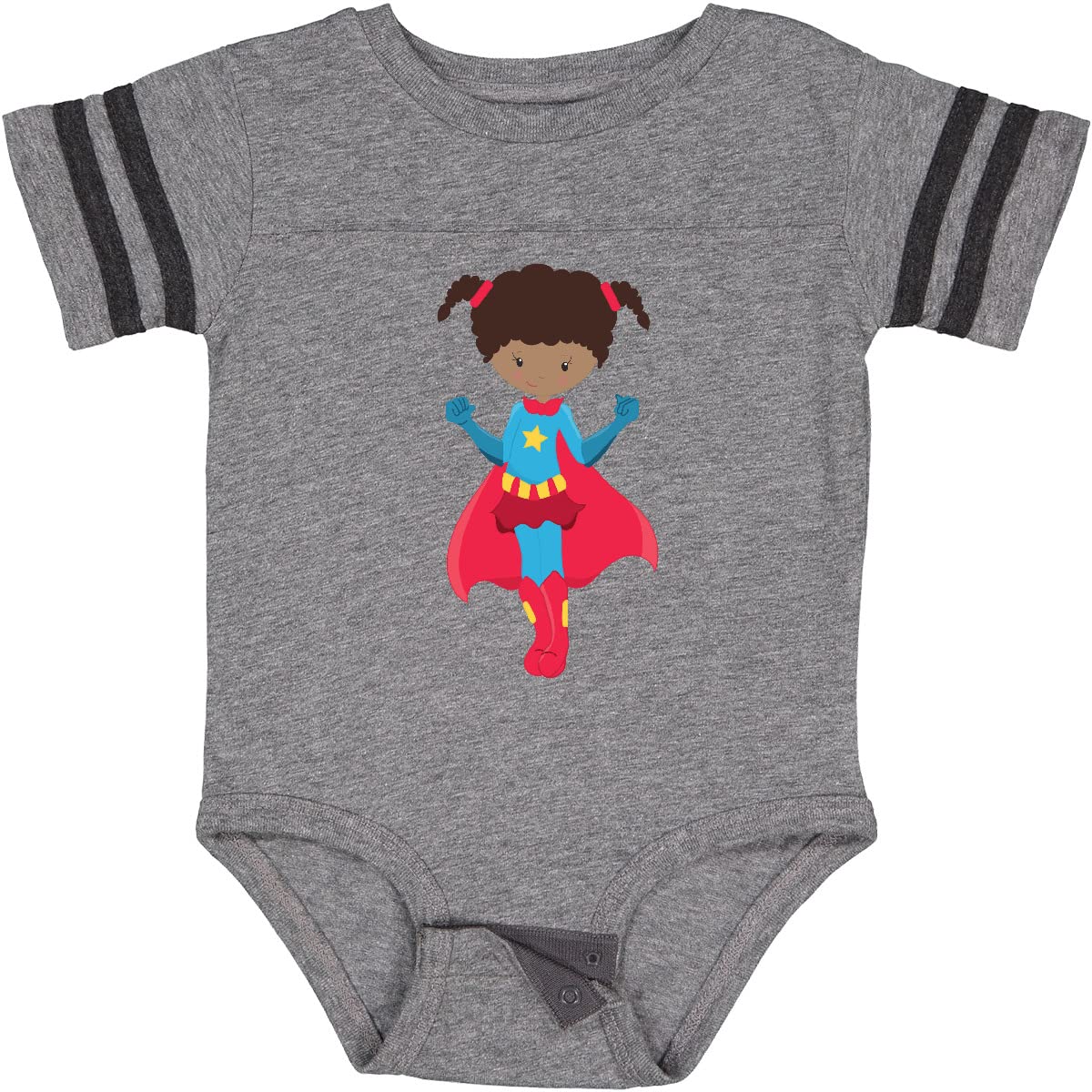 Inktastic African American Superhero Girl with Red Cape Baby Bodysuit - Perfect for Cosplay, Birthday Parties & Everyday Wear