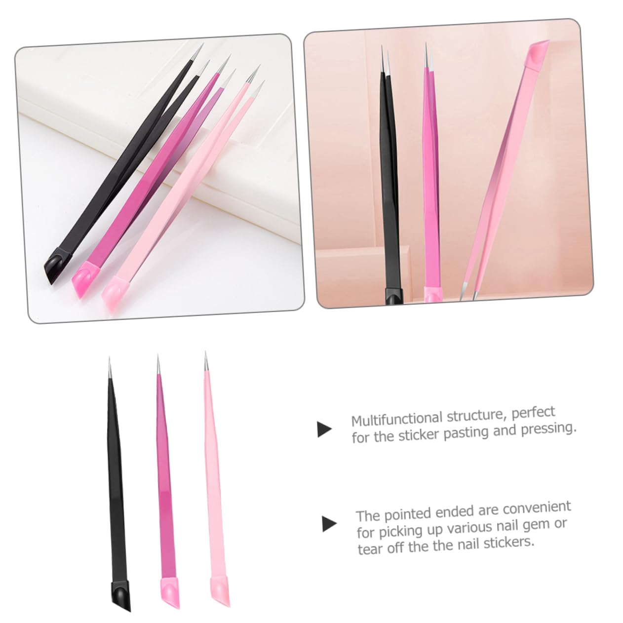 3PCS Stainless Steel Nail Clippers for Women & Men - Double Ended Angled Eyelash & Hair Clipper Tools - Perfect for Lash Extensions, Manicures & Grooming at Home or Salon