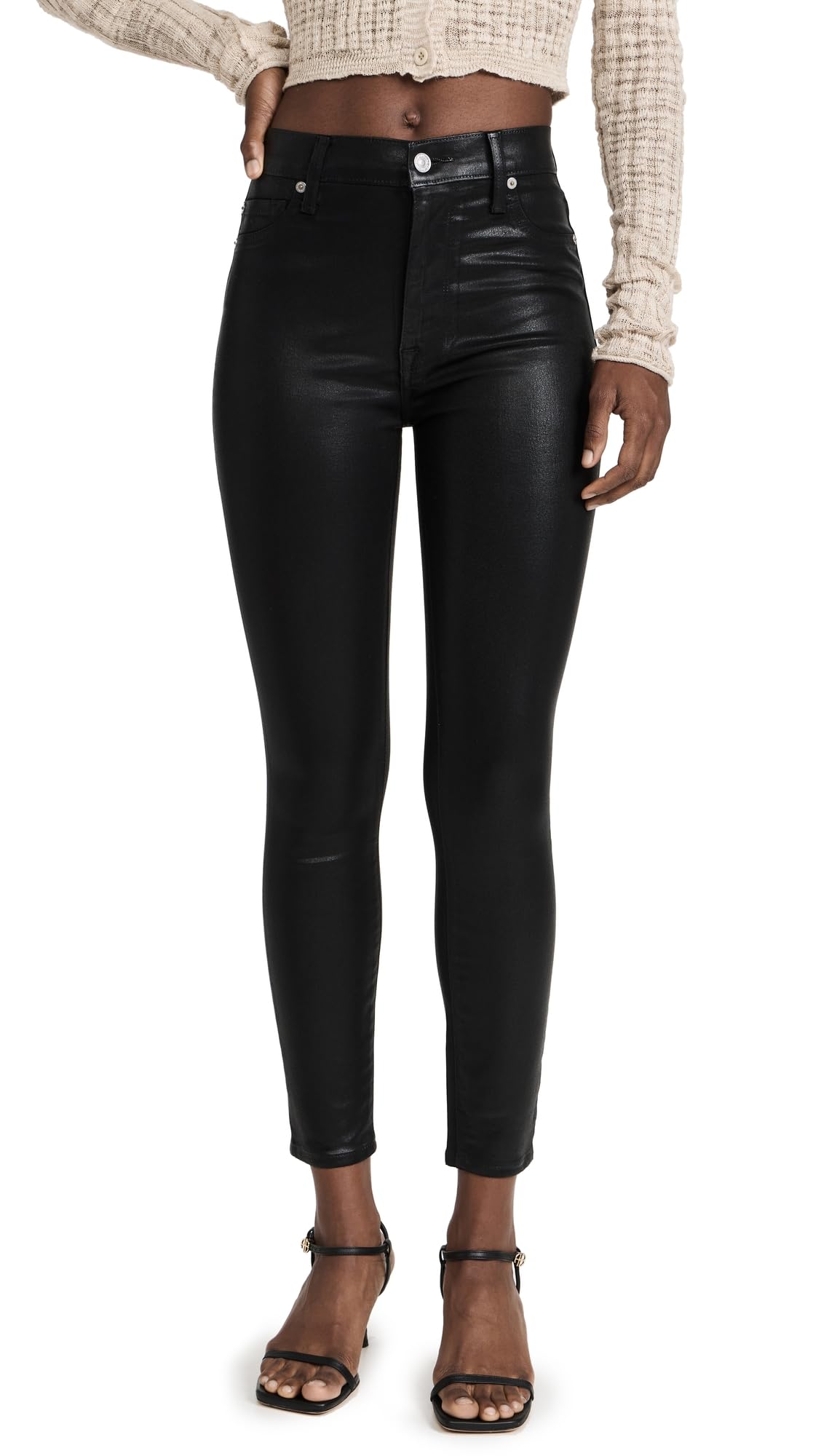 7 For All Mankind Women's High Waist Skinny Jeans - Slim Fit Ankle Length Denim Pants for Casual Wear & Night Out