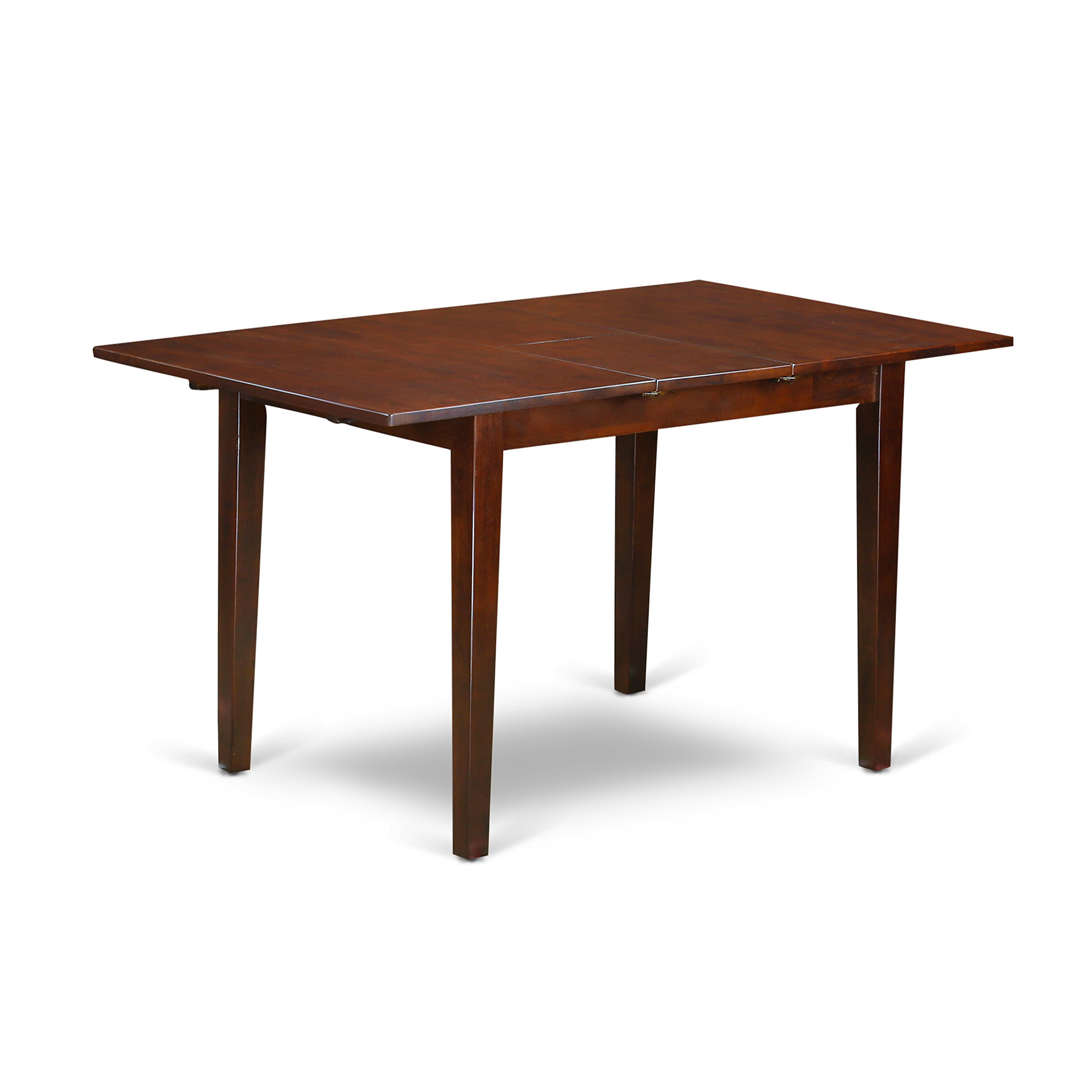 East West Furniture PSAB3-MAH-18 3-Piece Small Space Dinette Set with Extendable Rectangle Dining Table (32x60 Inch) & 2 Coffee Linen Fabric Parson Chairs - Mahogany Finish | Perfect for Apartments, Breakfast Nooks & Cozy Dining Areas