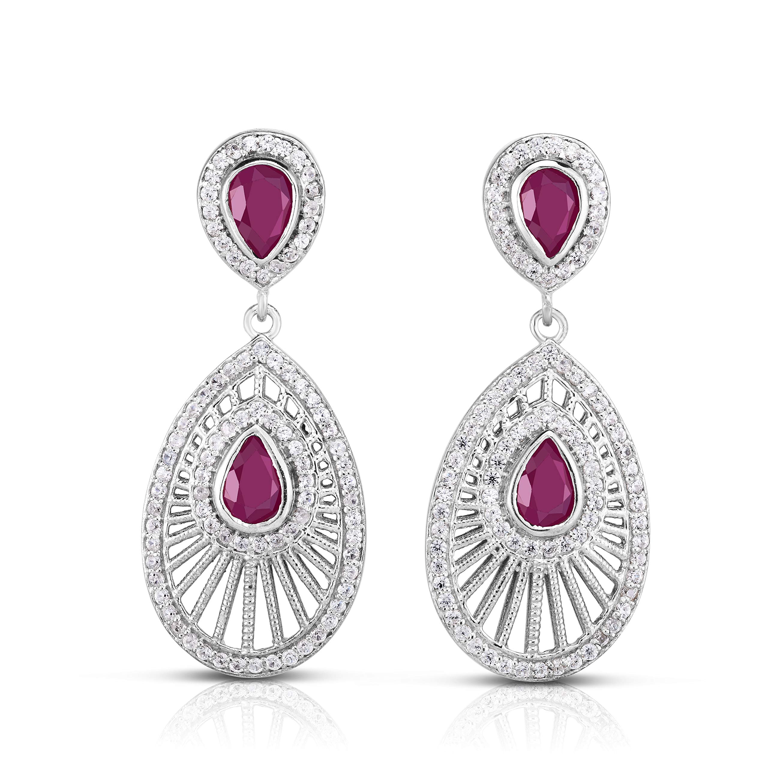 Alithea Gemstone Dangling Drop Earrings for Women | 925 Sterling Silver Hypoallergenic & Nickel Free Statement Jewelry | Perfect for Weddings, Parties & Special Occasions