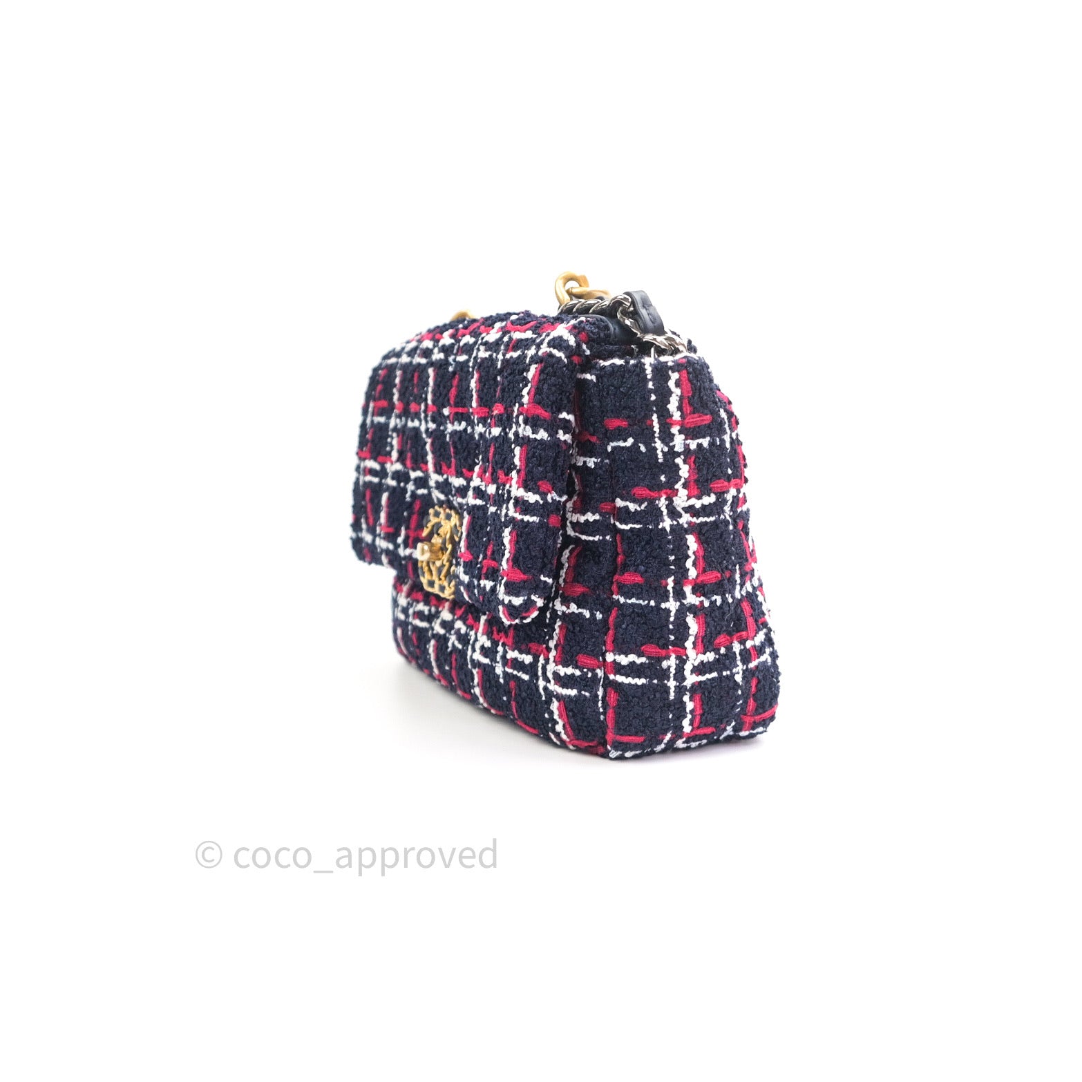Chanel 19 Small Tweed Handbag in Red & Navy with Mixed Hardware - Luxury Crossbody Bag for Women, Perfect for Parties & Evening Events