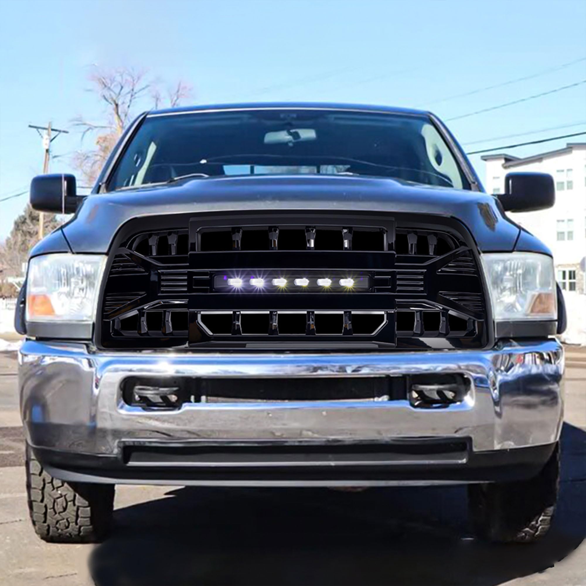 2013-2018 Dodge Ram 2500/3500 Off-Road Grille with LED Lights | Gloss Black Heavy Duty Truck Grill | Perfect for Off-Roading & Night Driving