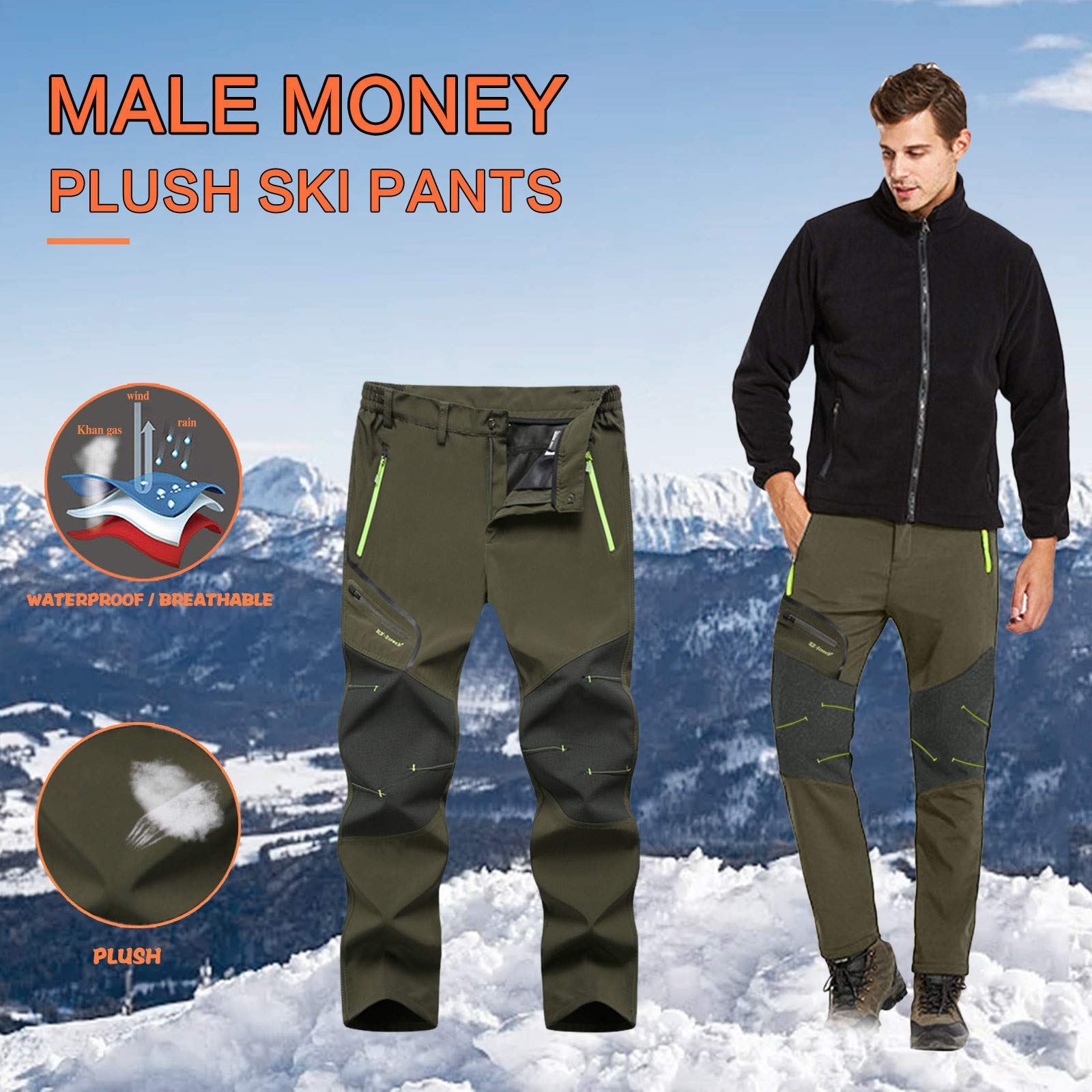 FGUUTYM Men's Modern Waterproof Hiking Pants - Windproof & Warm Outdoor Trousers for Camping, Trekking & Winter Adventures | Durable Water-Resistant Men's Pants for Hiking, Travel & Outdoor Activities