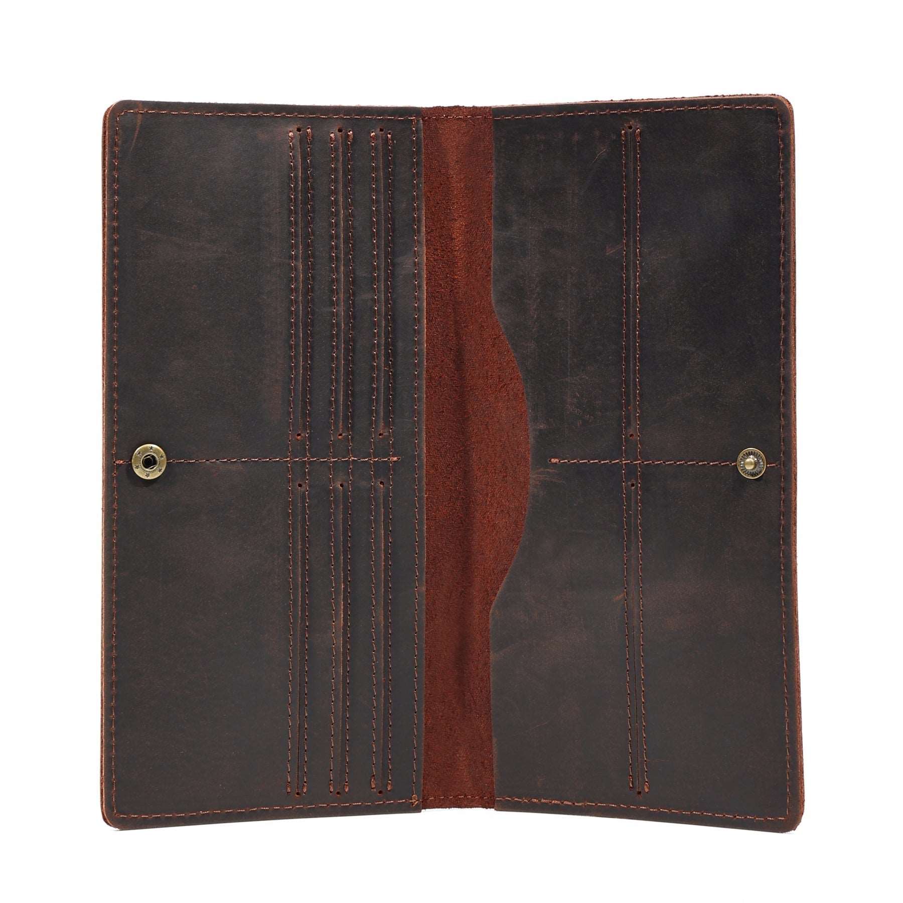 Vintage Distressed Leather Long Wallets for Men - Slim RFID Blocking Bifold Wallet with Multiple Card Slots | Perfect for Travel, Business & Everyday Use