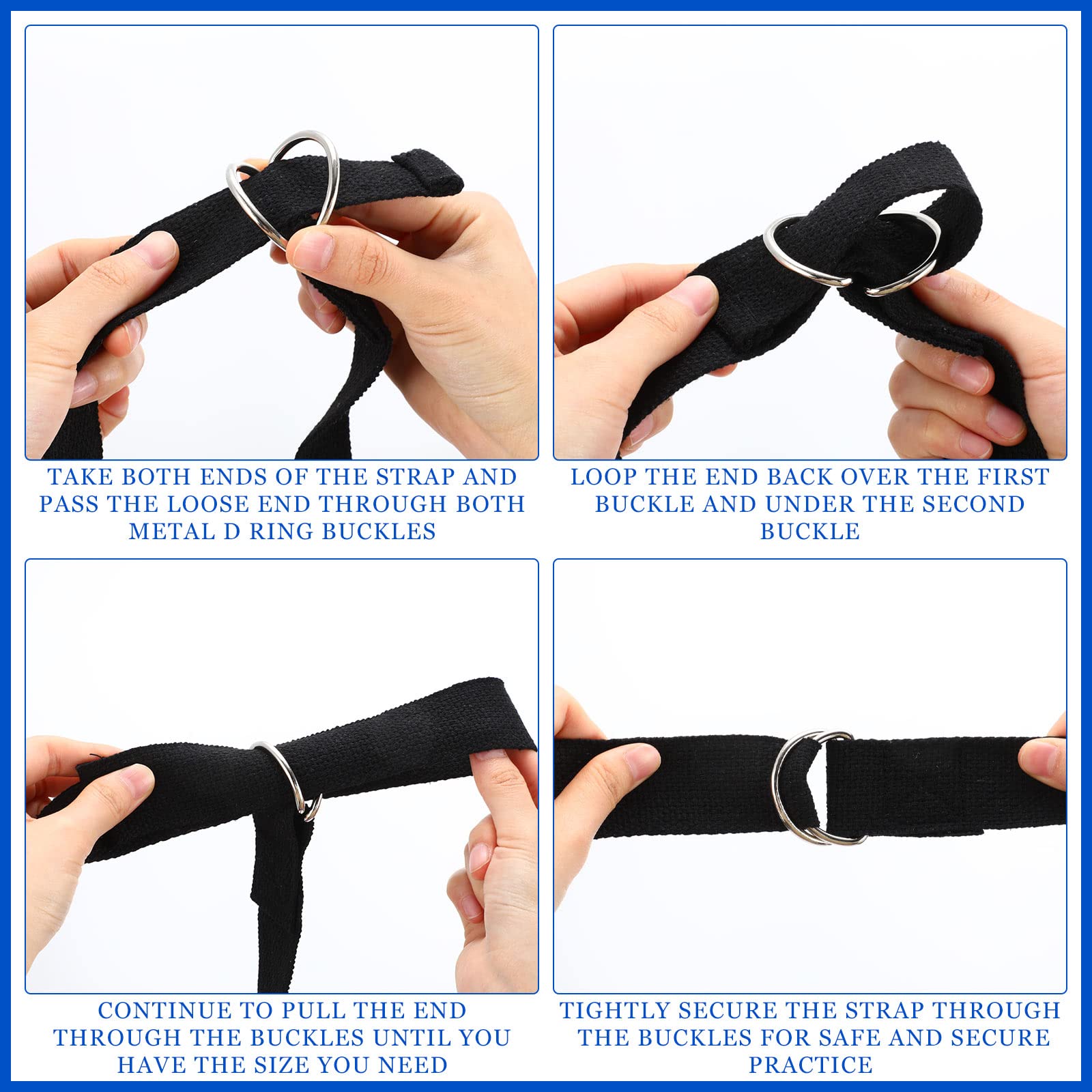 6-Pack 8 Ft Adjustable Yoga Straps with D-Ring Buckles for Stretching, Pilates, Gym Workouts & Posture Improvement - Perfect for Home Fitness, Yoga Classes & Physical Therapy