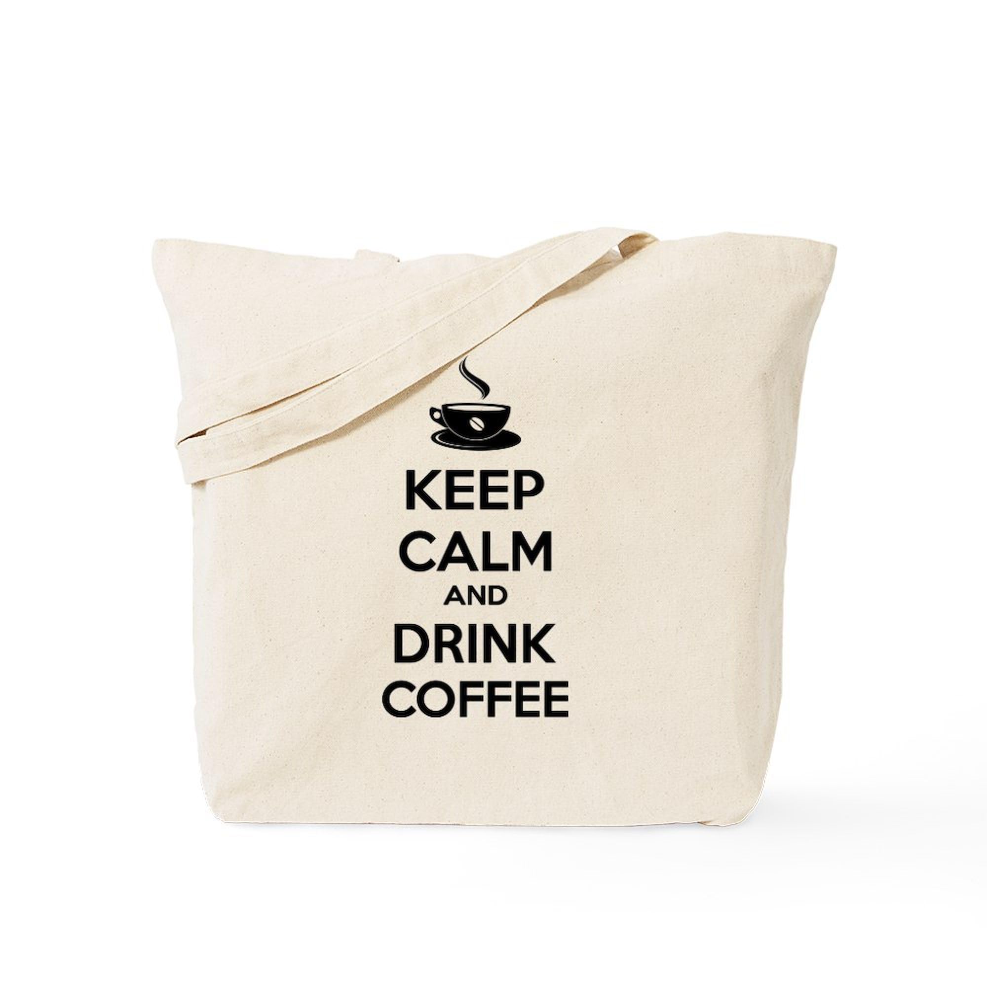 Keep Calm And Drink Coffee Tote Bag - Natural Canvas Reusable Shopping Bag for Groceries, Beach & Work - Eco-Friendly Cotton Tote for Women & Men