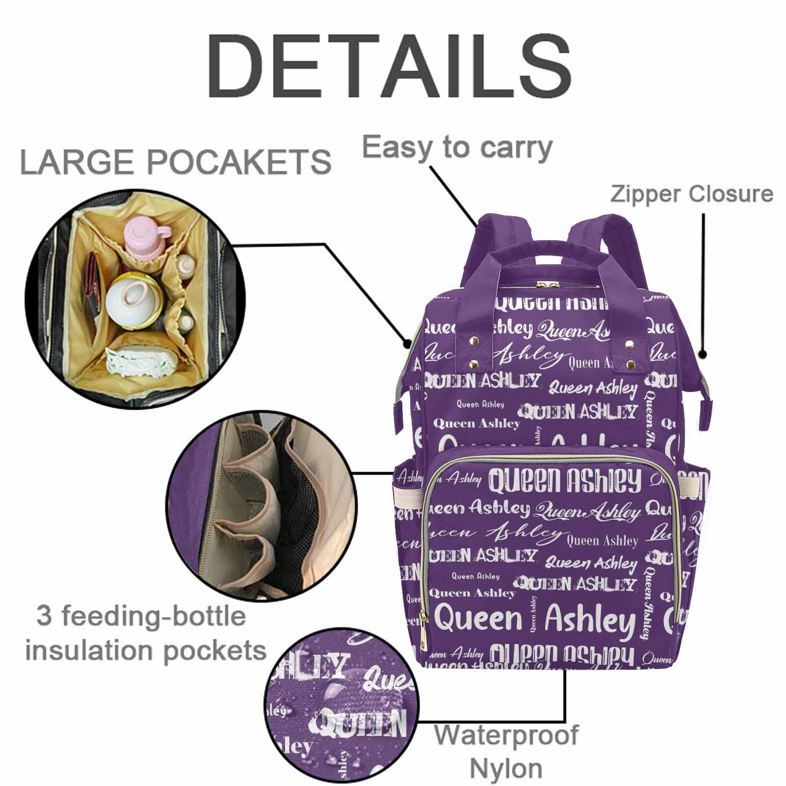 Personalized Mommy Nursing Bag with Purple Background - Custom Name Diaper Bag for Baby Girl & Boy | Perfect for Hospital Visits, Daycare & Travel