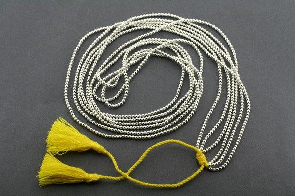 3 Strand Metallic Bead Necklace for Women - Yellow Gold Layered Chain Jewelry - Perfect for Parties, Weddings & Everyday Wear