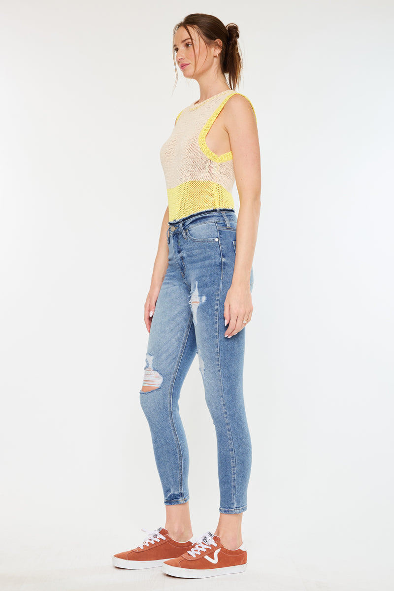 Chanel High Rise Ankle Skinny Jeans for Women - Slim Fit Stretch Denim Pants - Perfect for Casual Wear, Office Outfits & Night Out