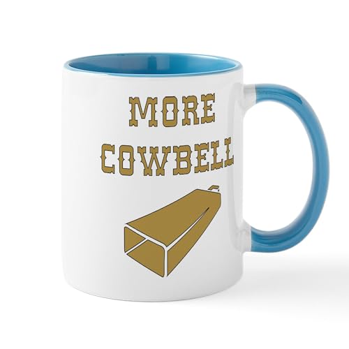 White/Blue Inside - More Cowbell Funny Music Mugs