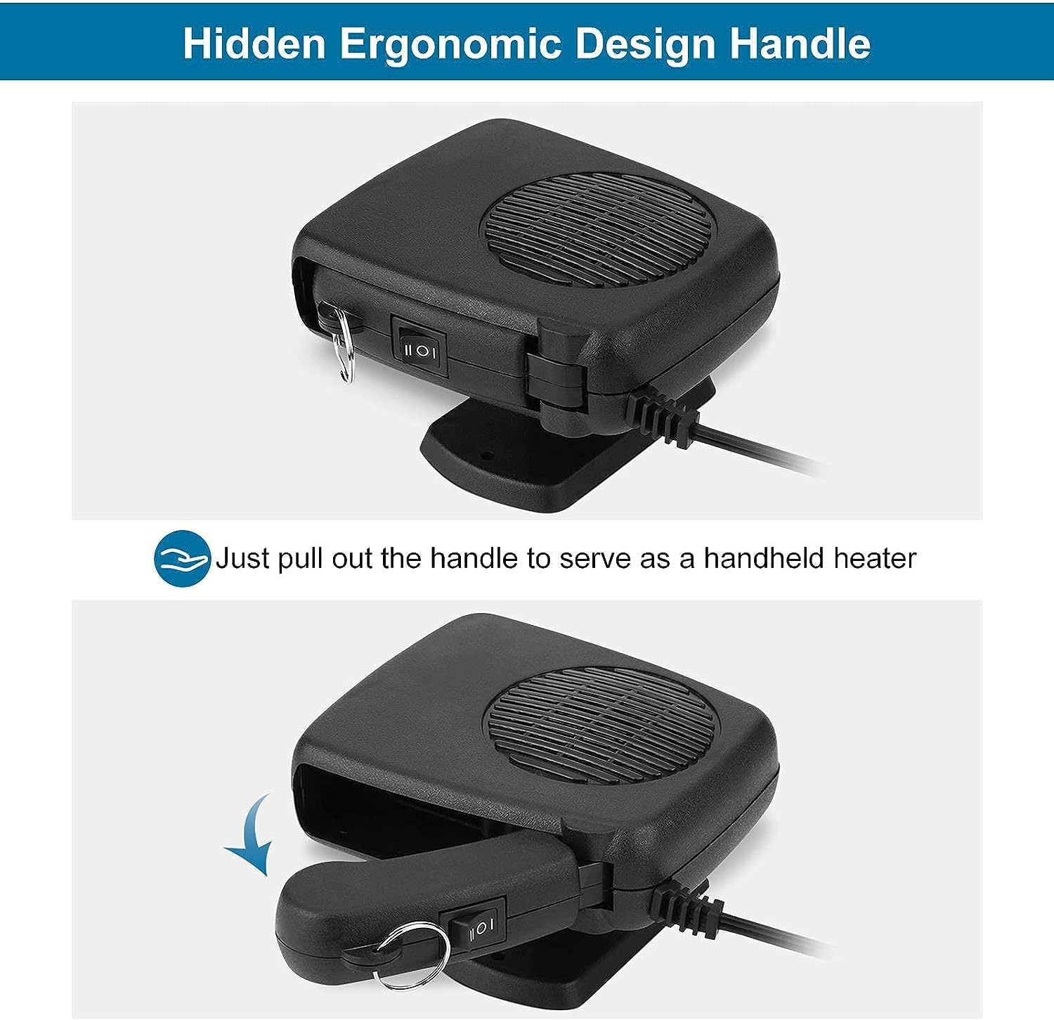 150W 12V Portable Car Heater & Defroster - Cigarette Lighter Plug-in Mini Heater for Winter - Fast Warm Up for Cars, Trucks & RVs - Perfect for Cold Mornings & Road Trips