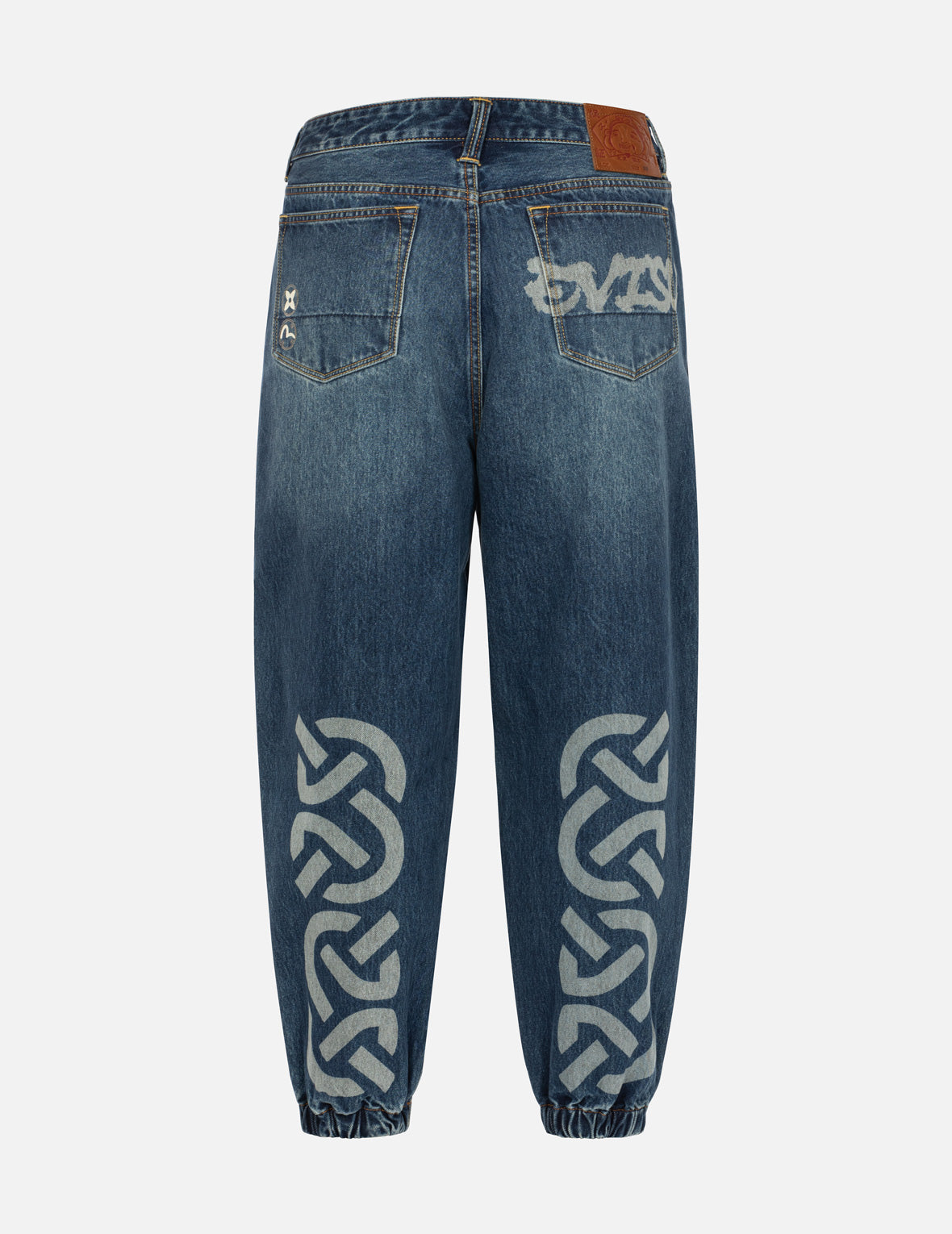 Wheel of Wisdom Print Wide Leg Denim Joggers for Women - Comfortable High Waisted Casual Pants for Yoga, Lounge & Streetwear Fashion