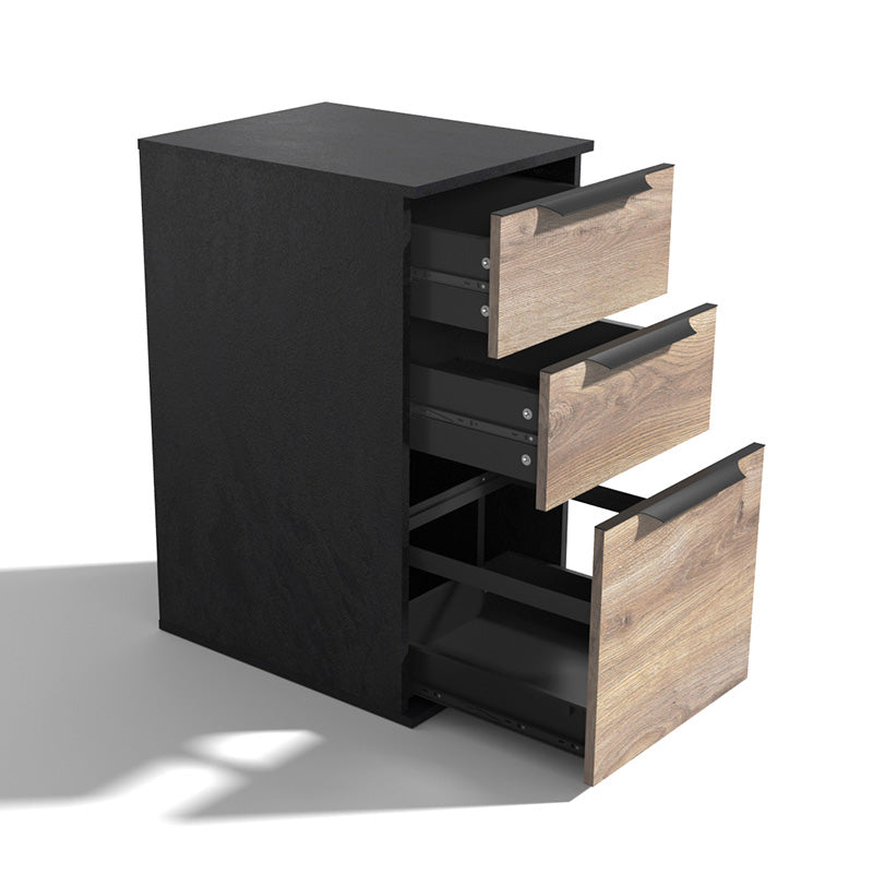 TRIBECA 3-Drawer File Cabinet - Warm Oak & Black Office Storage Organizer for Documents, Files & Supplies | Perfect for Home Office, Workspace & Business Organization