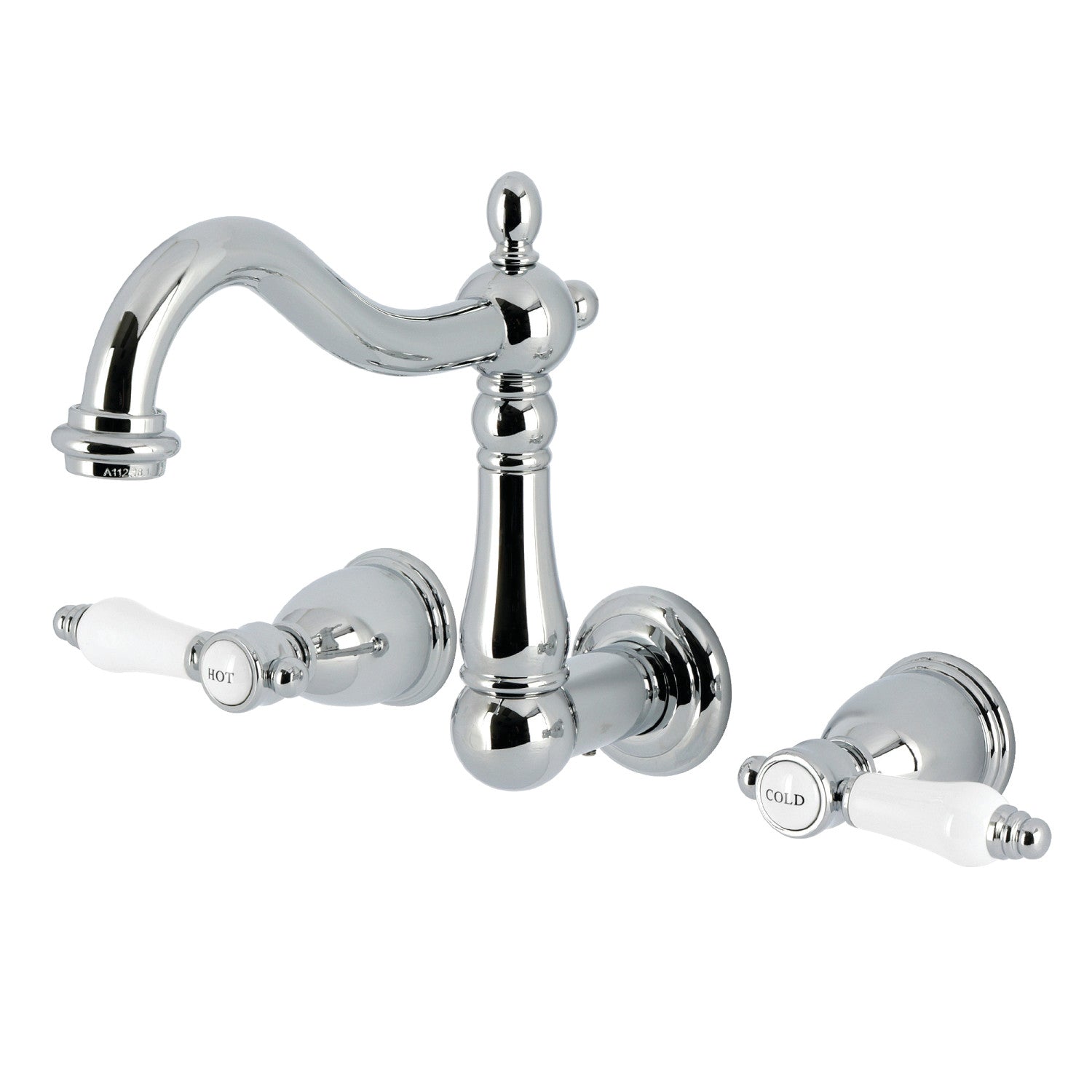 Bel Air KS1251BPL Double Handle 3-Hole Wall Mount Bathroom Faucet - Polished Chrome Finish for Modern Bathrooms, Powder Rooms & Spa-Like Showers