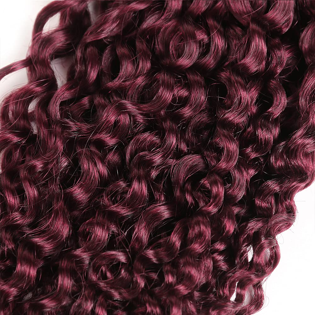 XCCOCO Brazilian Curly Human Hair 3 Bundles (18 20 22 Inch) 99j# Red Wine Kinky Curly Hair Weft - 100% Real Human Hair for Weaving, Extensions & Styling - Perfect for Daily Wear, Parties & Special Occasions
