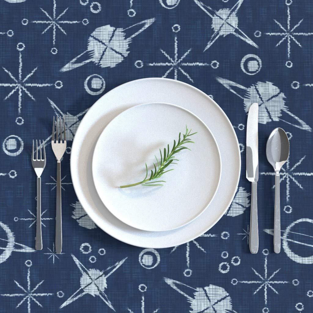 Celestial Shibori Planets Stars Cotton Sateen Tablecloth 90
