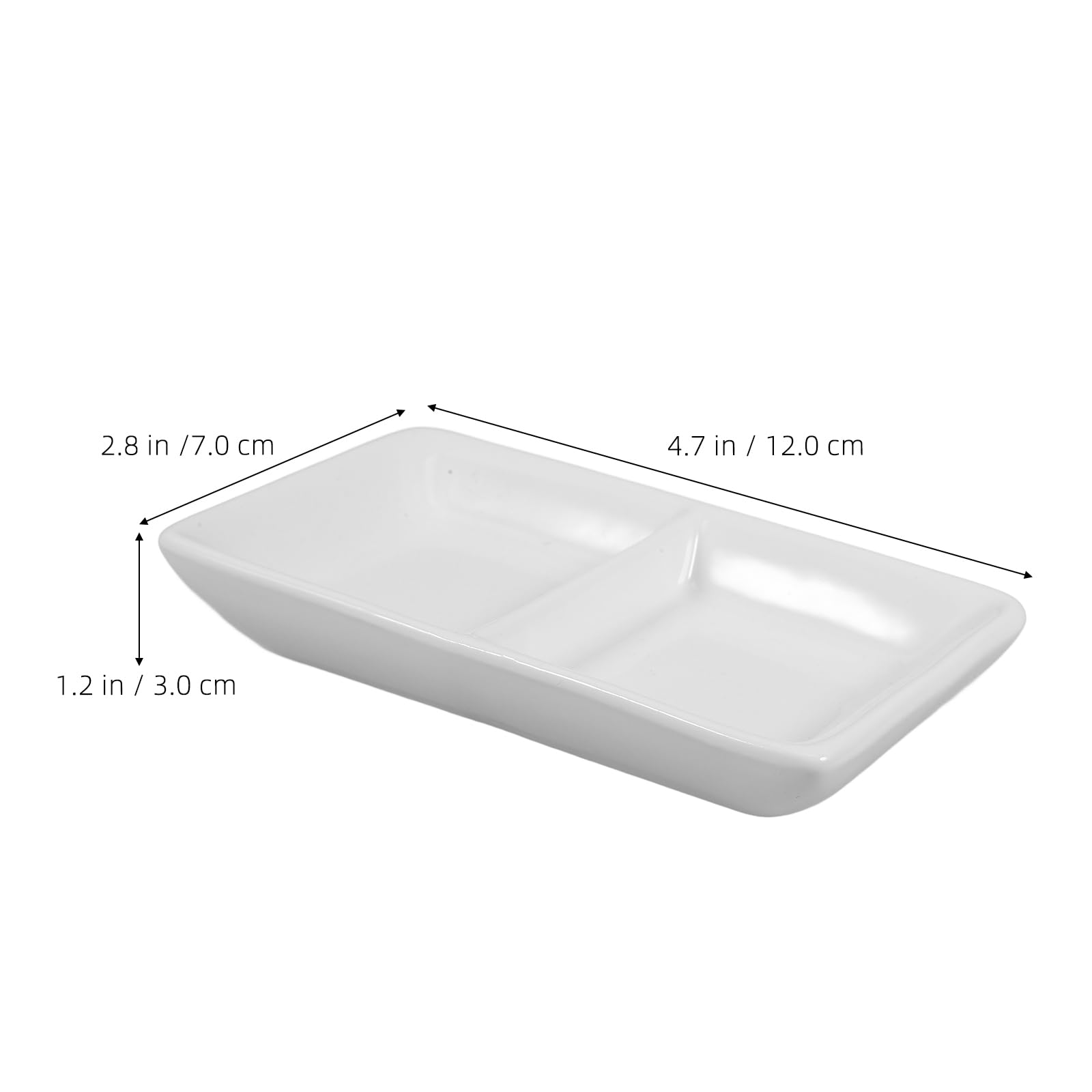 Hemoton 5-Inch White Ceramic Appetizer Serving Tray with 2 Compartments - Perfect for Chips, Dips, Sauces, Snacks, Salt, Vinegar, Sugar & Spices - Ideal for Parties, Entertaining & Kitchen Organization
