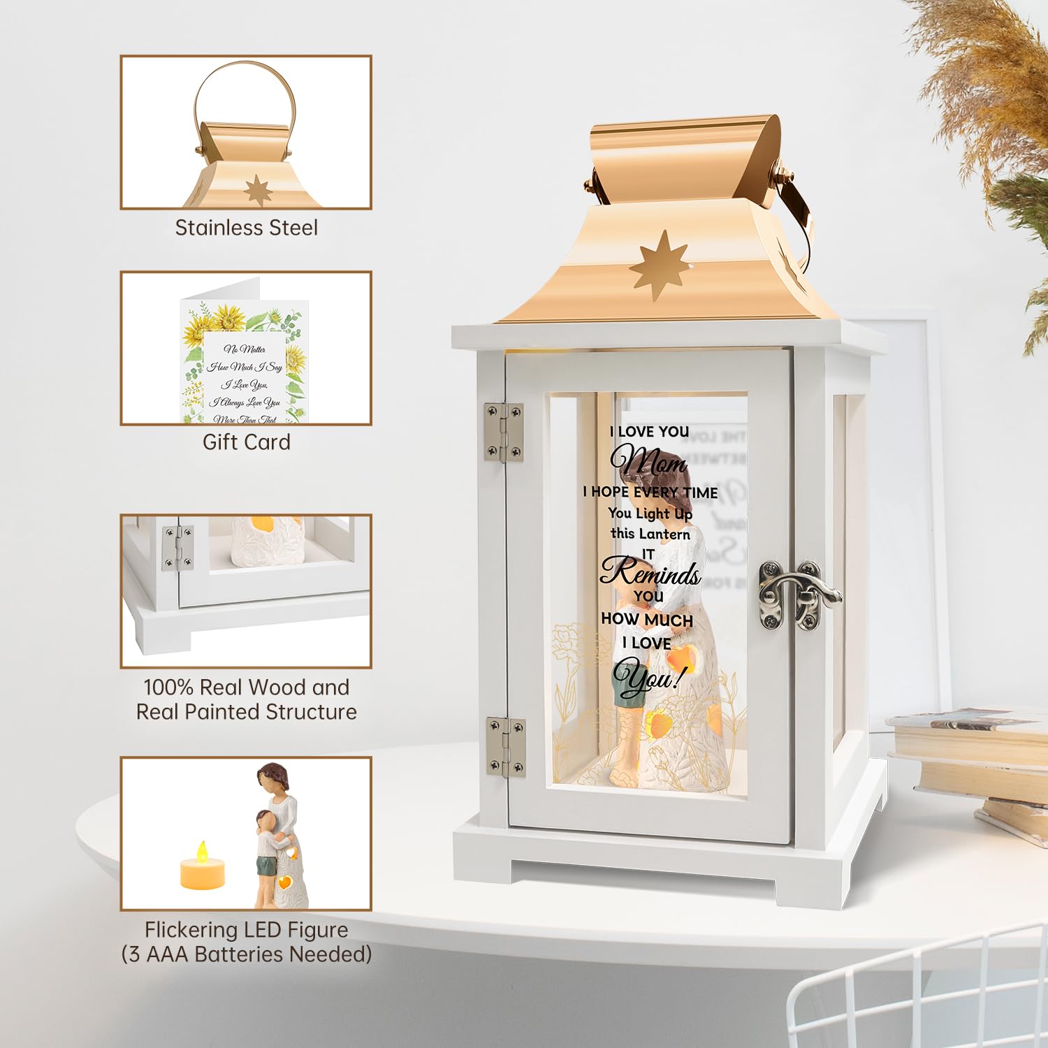 Mother's Day Gift Lantern - Unique Son to Mom Present for Birthday & Thanksgiving