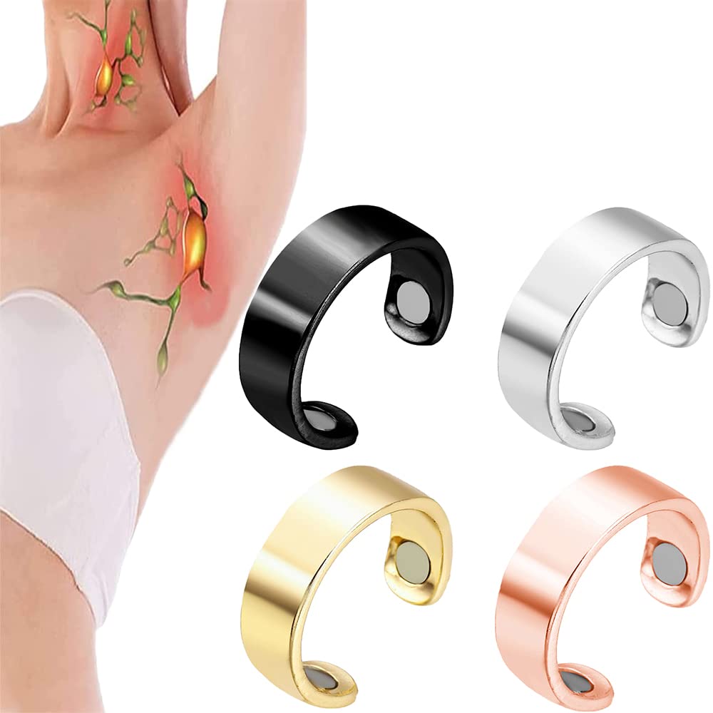 Apolloostory Magnetic Lymphatic Drainage Therapy Rings (4PCS) - Pain Relief & Detox Massage Jewelry for Neck, Wrist & Ankle - Perfect for Post-Surgery Recovery, Wellness & Relaxation