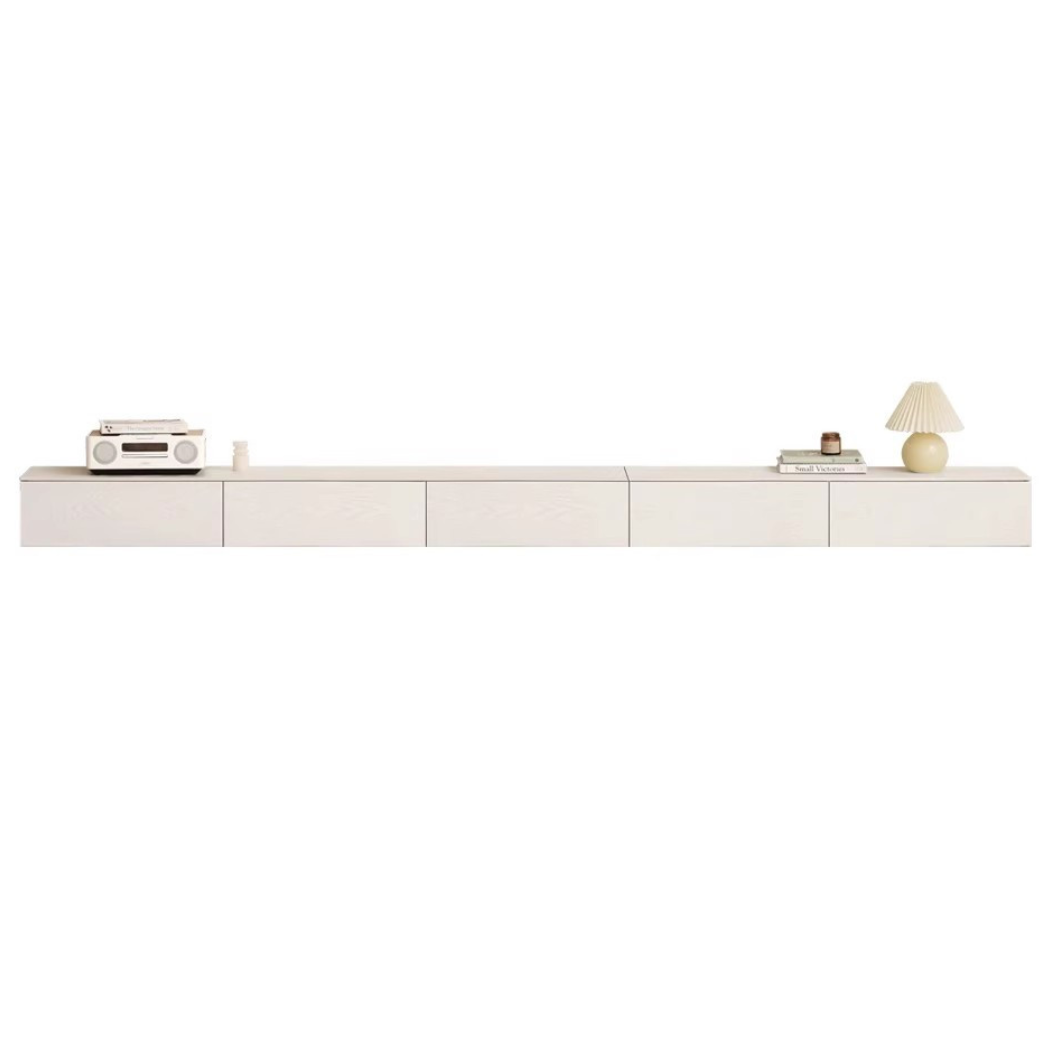 White Cream Oak Solid Wood Floating TV Stand - Modern Suspension TV Cabinet for Living Room, Bedroom & Home Theater Setup